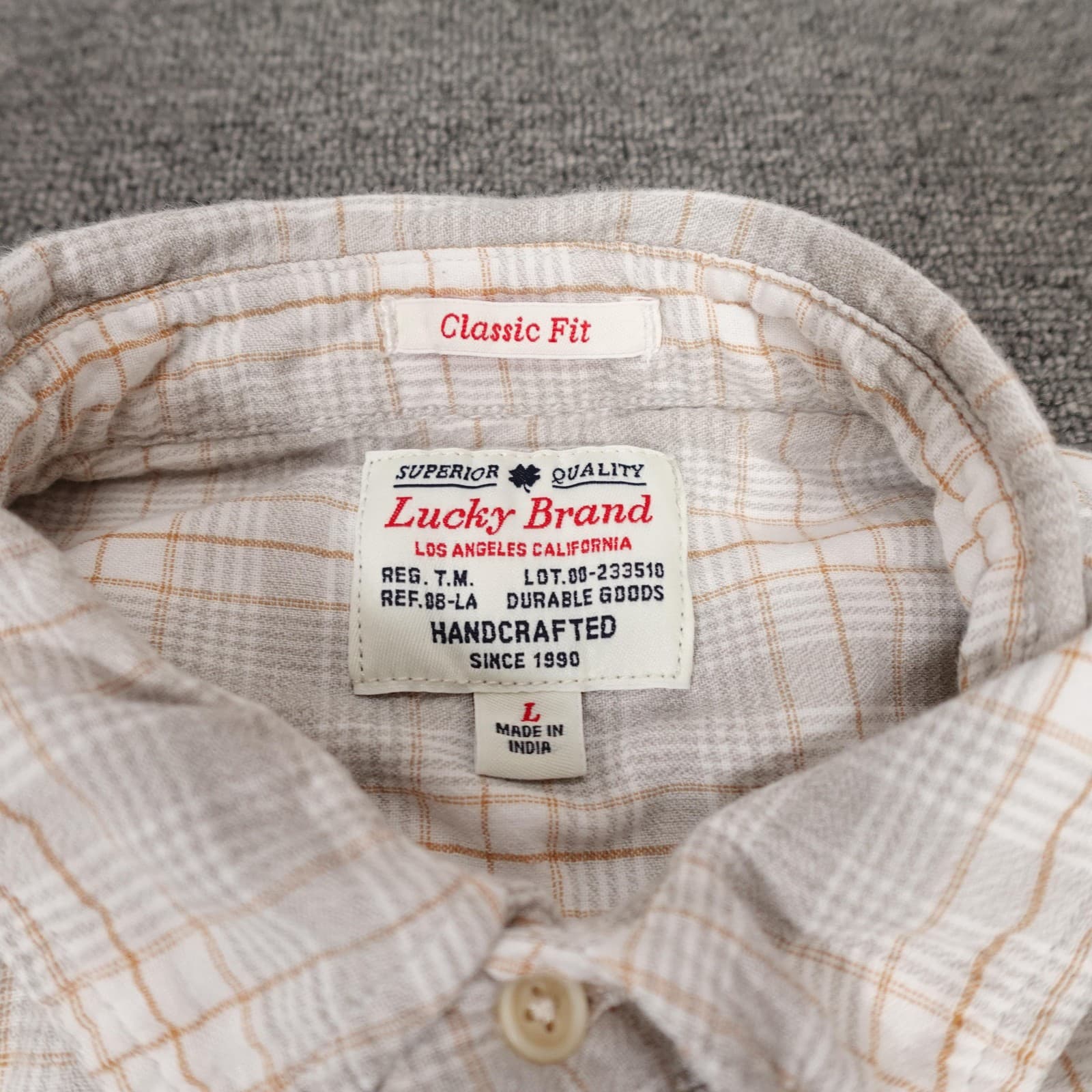 Lucky Brand Shirt Mens Large Gray Plaid Long Sleeve Button Up Classic Pockets - Thumbnail 3