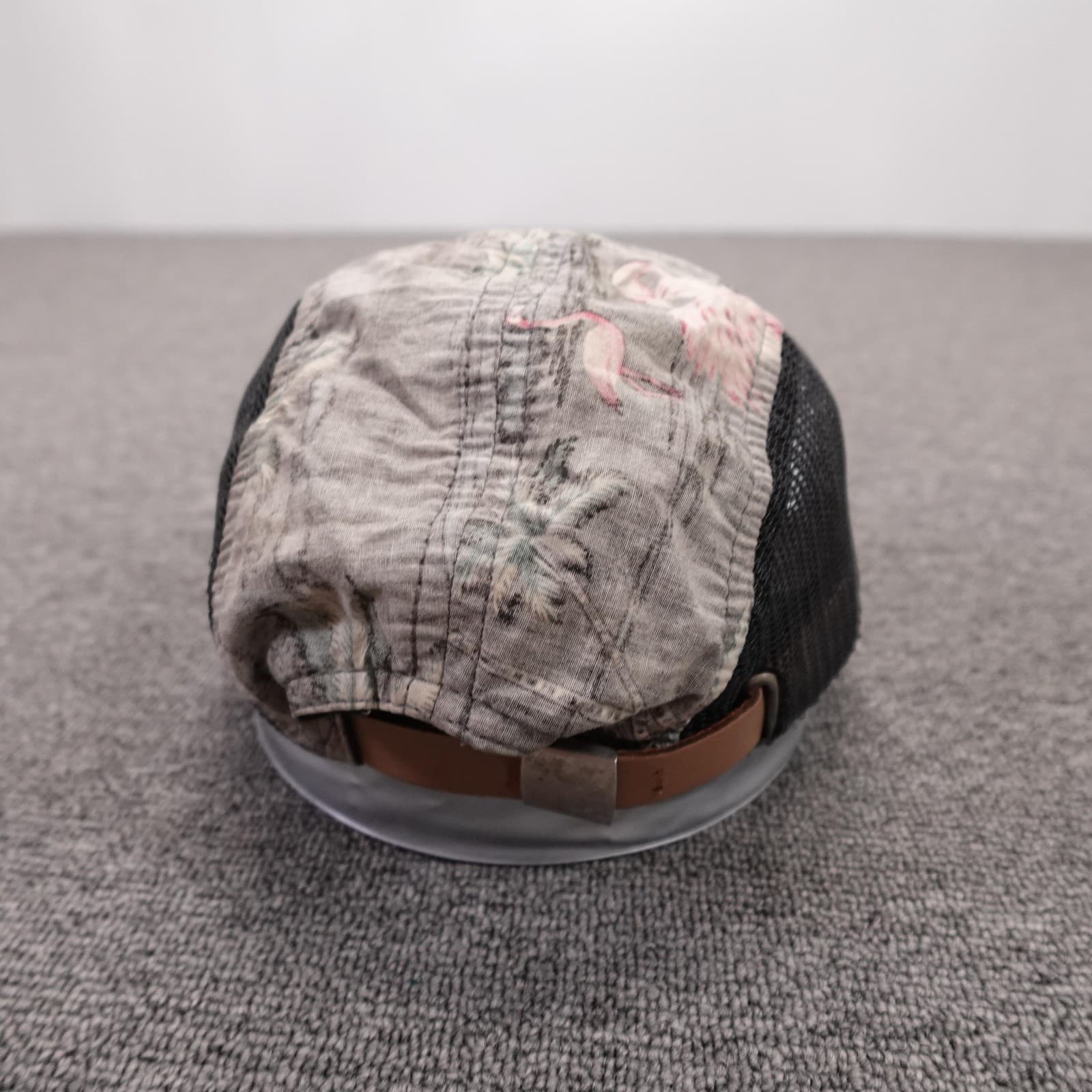 Iron And Resin Hat Cap Strap Back Mens One Size Gray Flamingo Print Mesh Trucker - Thumbnail 4