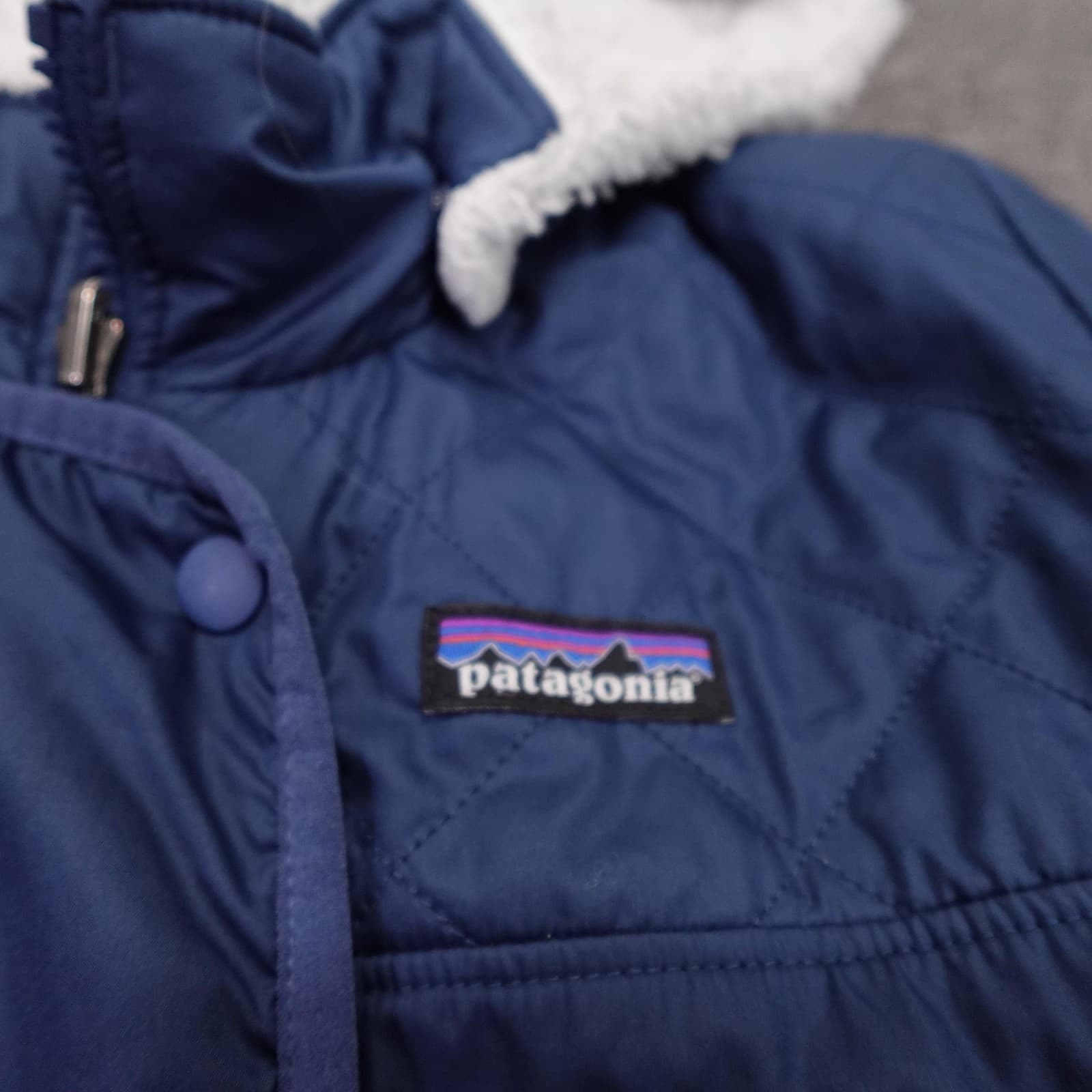 Patagonia Puffer Jacket Girls XL 14 Blue Reversible Dream Song Hoody 68180 - Thumbnail 5