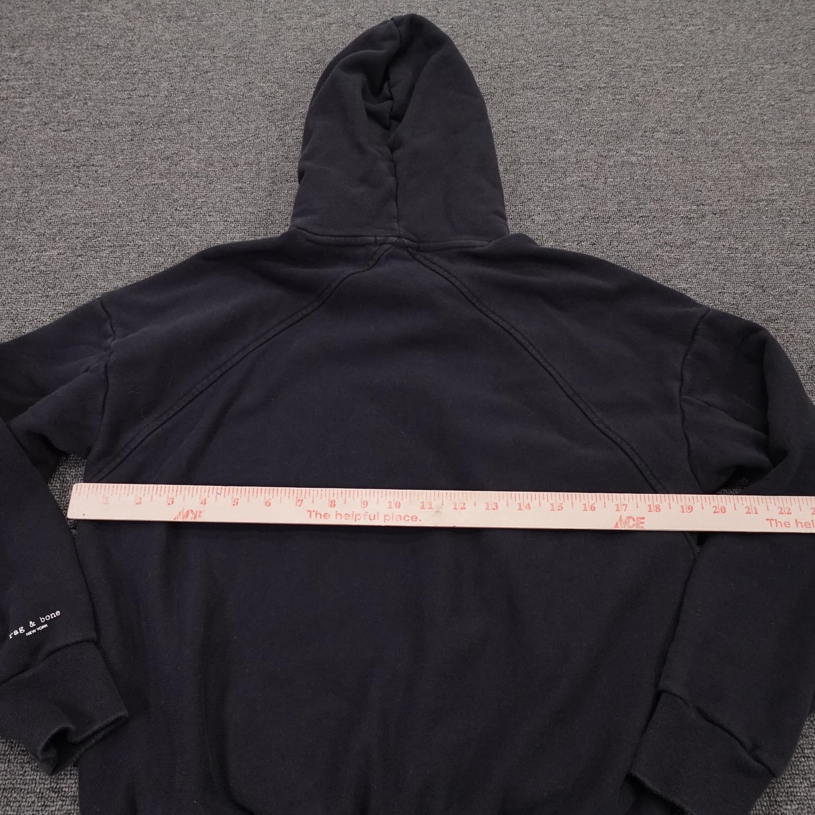 Rag & Bone Hoodie Mens Medium Black Pullover Fleece Logo Sweatshirt Raglan - Thumbnail 7