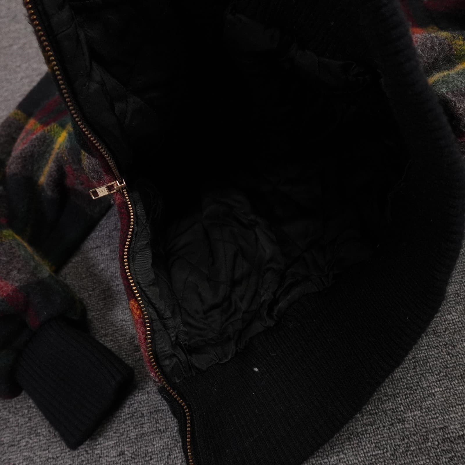 VINTAGE Ralph Lauren Jacket Medium Multicolor Plaid Wool Bomber Quilted Lined - Thumbnail 7