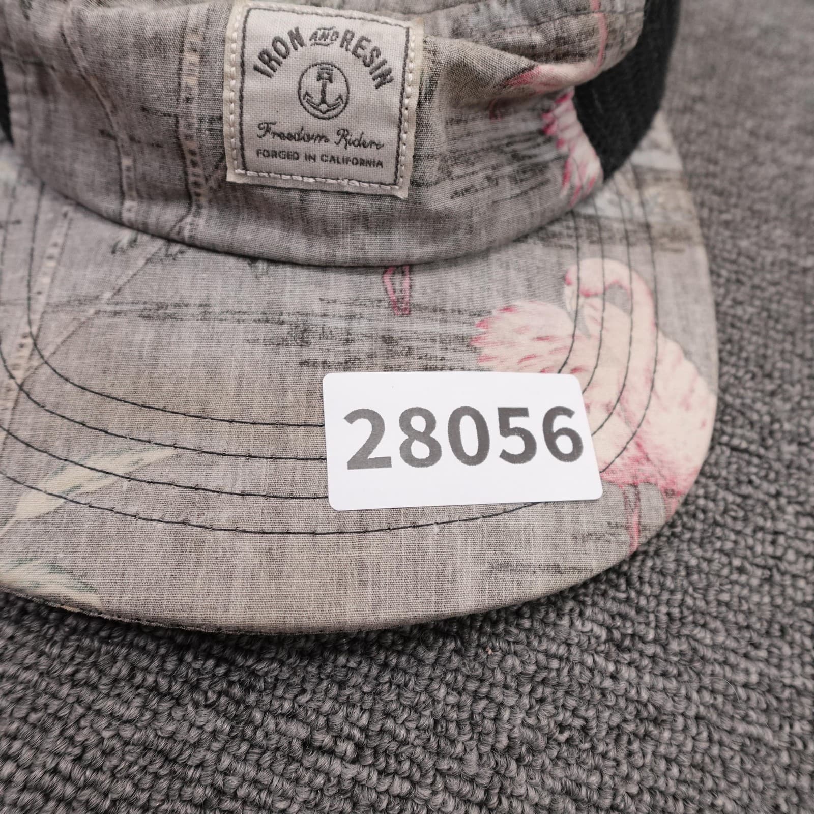 Iron And Resin Hat Cap Strap Back Mens One Size Gray Flamingo Print Mesh Trucker - Thumbnail 8