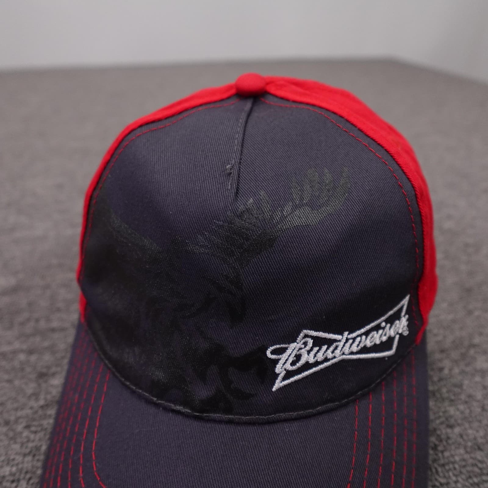Budweiser K-Products Hat Cap Strap Back Mens One Size Red Navy Baseball Beer - Thumbnail 2