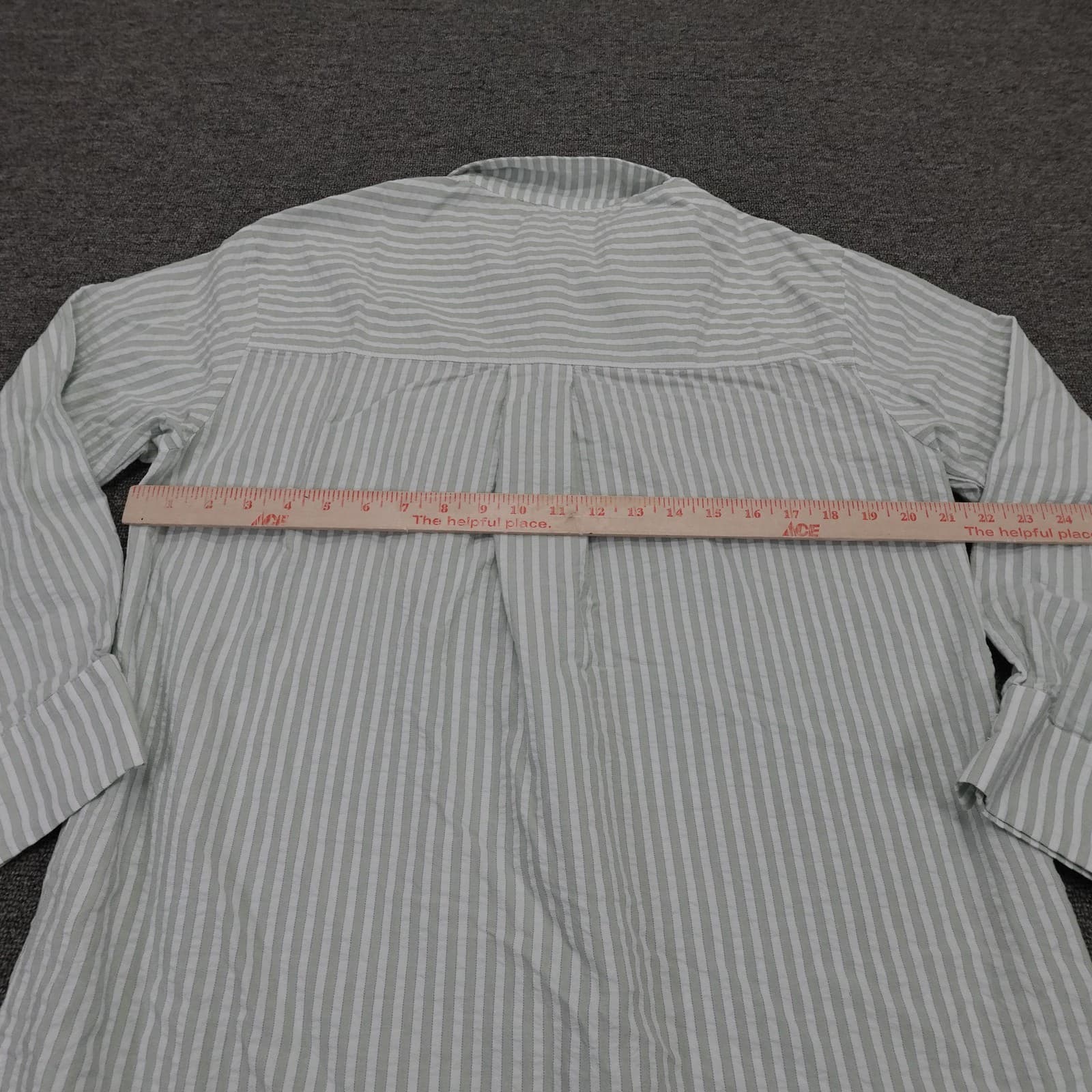 Anthropologie Shirt Dress Womens Medium Green Striped Long Sleeve Button Front - Thumbnail 4