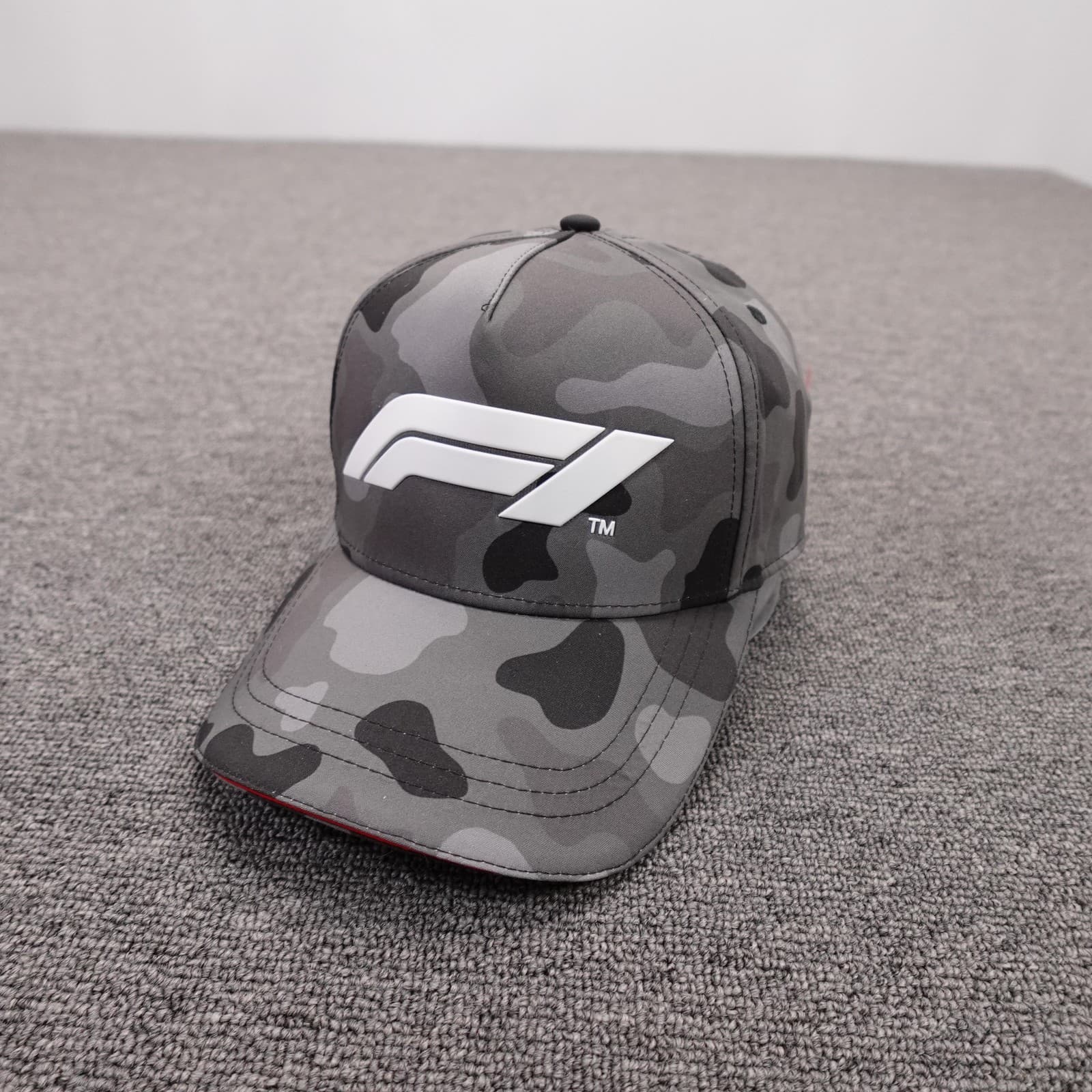 Formula 1 Hat Cap Strap Back Mens One Size Gray Camo F1 Logo Racing Stichd
