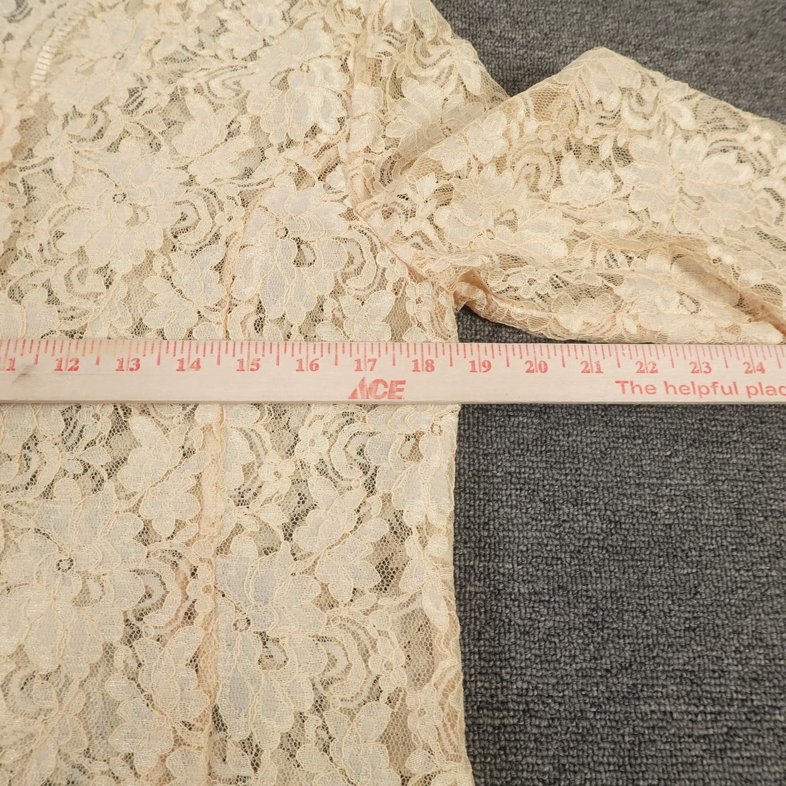 Vintage Liz Claiborne Blouse 12 White Ivory Floral Lace Sheer Artsy Y2K Top - Thumbnail 6