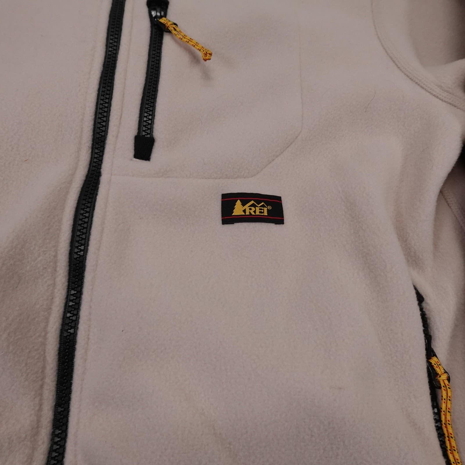 REI Jacket Womens Medium White Fleece Full Zip Stand Collar Outdoor Pockets - Thumbnail 2