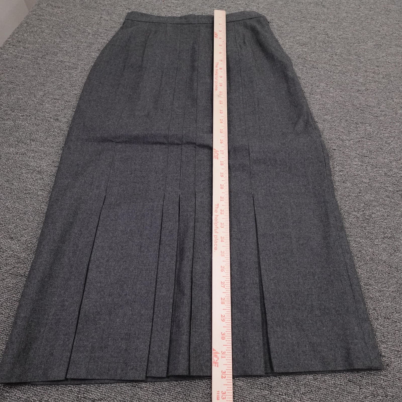 Vintage Christian Dior Skirt Womens 10 Gray Wool Pleated Twill Maxi Lined - Thumbnail 9