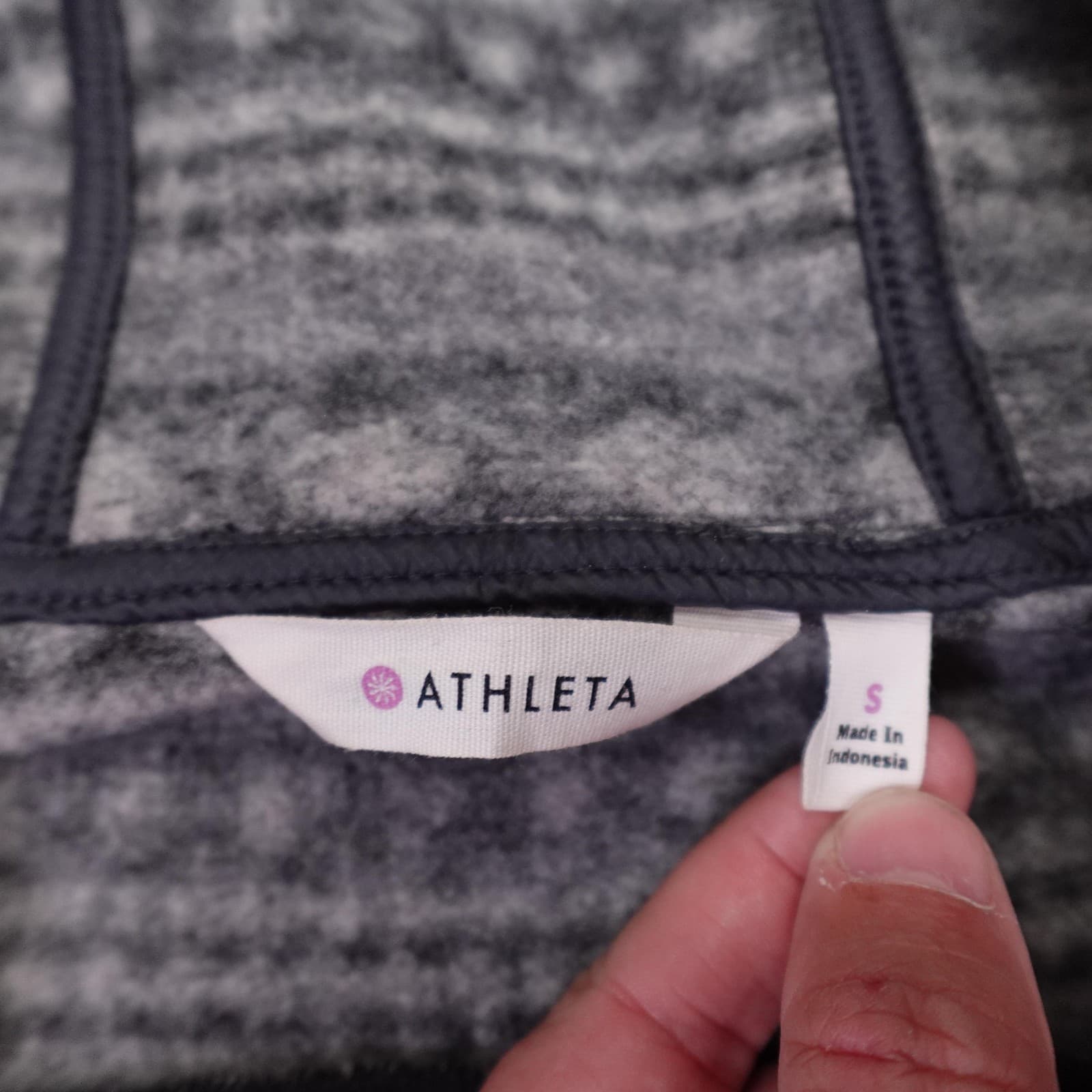 Athleta Sweater Dress Womens Small Black Fair Isle Hooded Fleece 1/4 Zip - Thumbnail 3