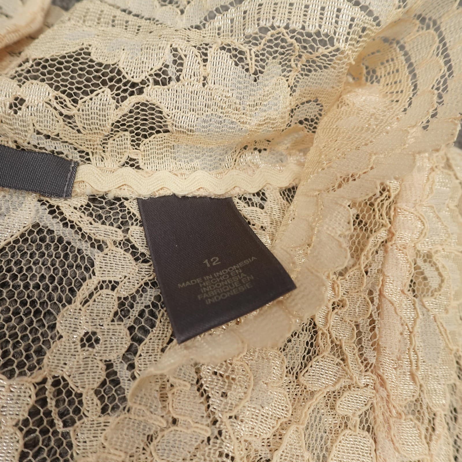 Vintage Liz Claiborne Blouse 12 White Ivory Floral Lace Sheer Artsy Y2K Top - Thumbnail 4