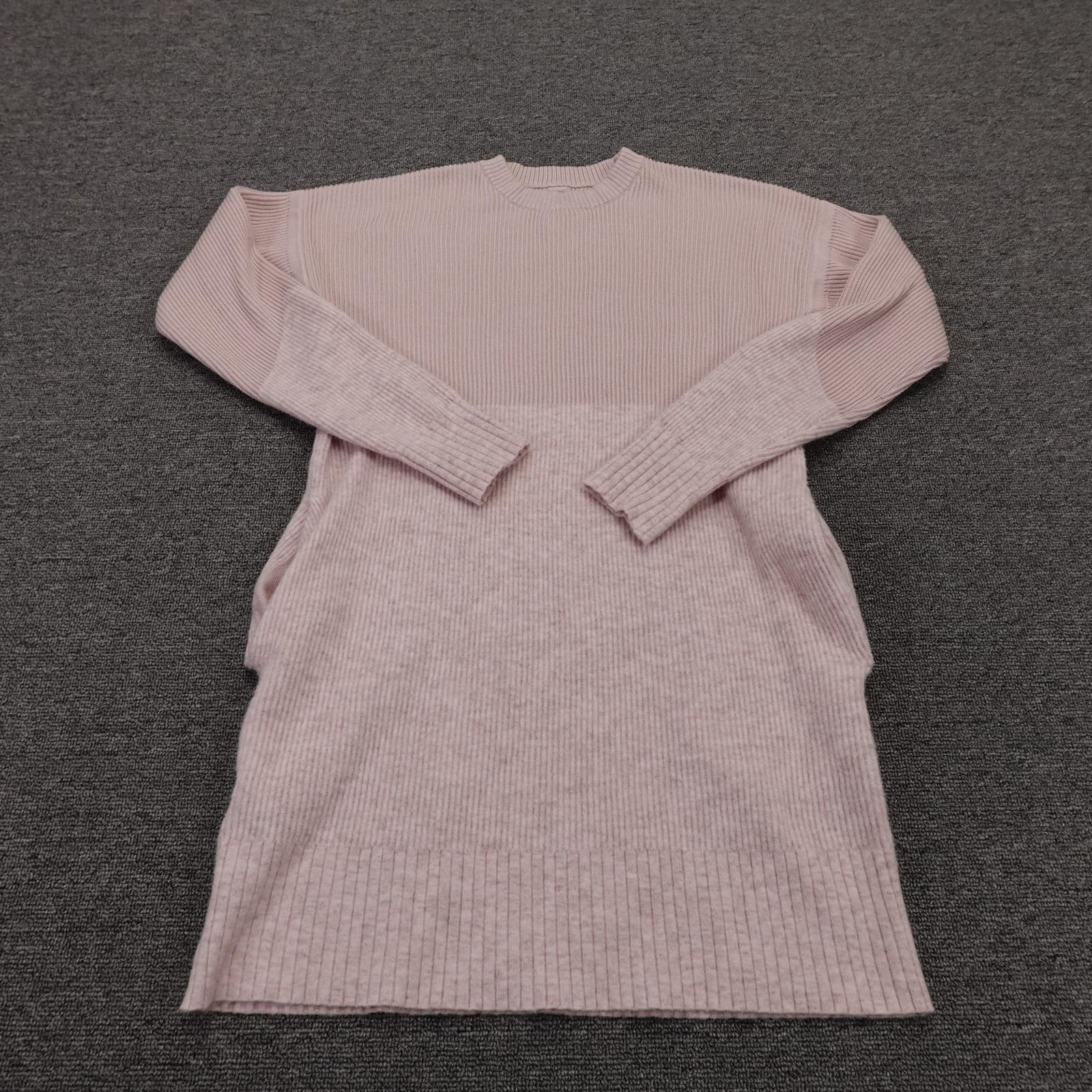 Lululemon Sweater Womens 6 Pink Cashmere Blend Ribbed Crewneck Tunic Pockets