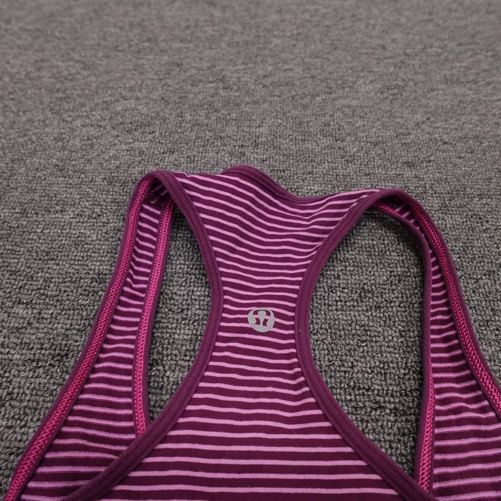 Lululemon Top Womens Small Purple Striped Racerback Tank Casual Summer - Thumbnail 2