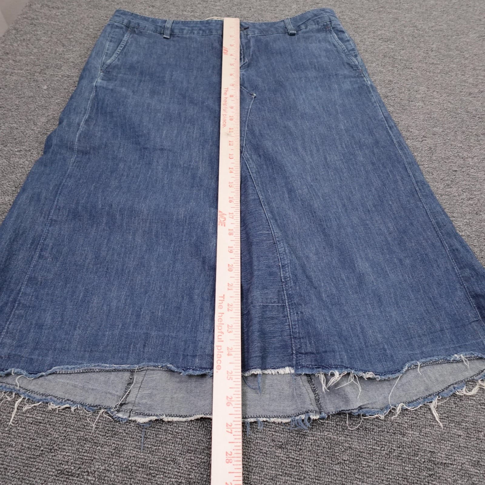 Rag & Bone Skirt Womens 34 Blue Denim A-Line Midi Raw Frayed Hem Handmade USA - Thumbnail 7