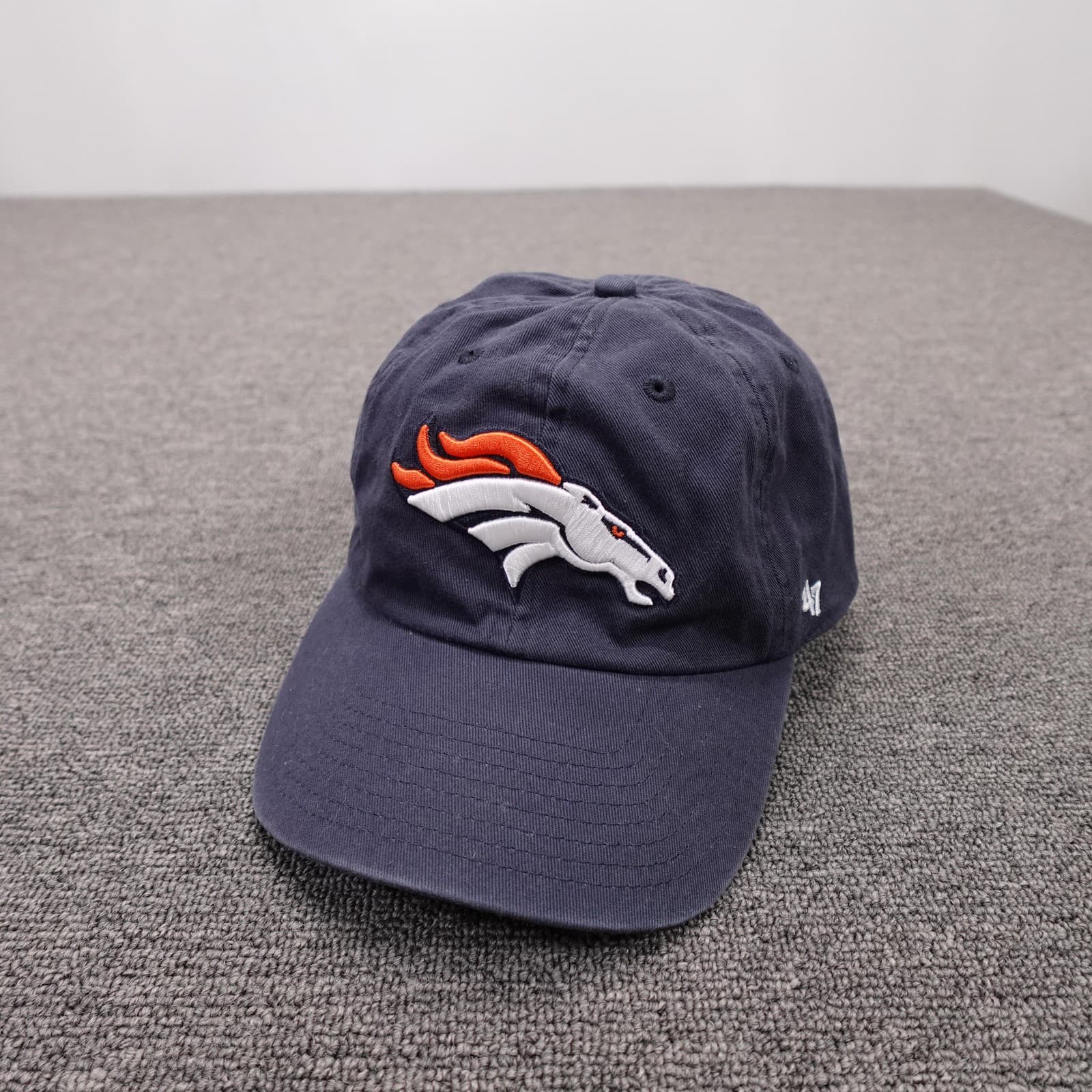 Denver Broncos Hat Cap Strap Back Mens One Size Navy Blue NFL Football '47