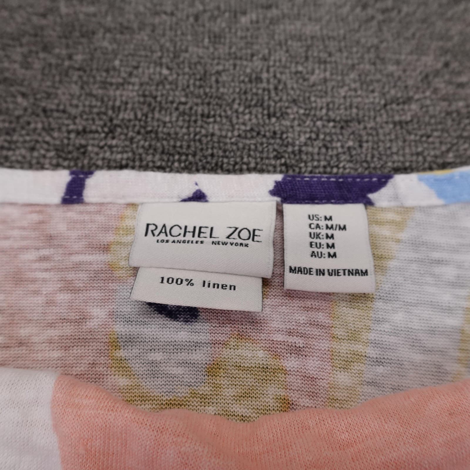 Rachel Zoe Tank Top Womens Medium Floral Pastel 100% Linen Scoop Neck Sleeveless - Thumbnail 2