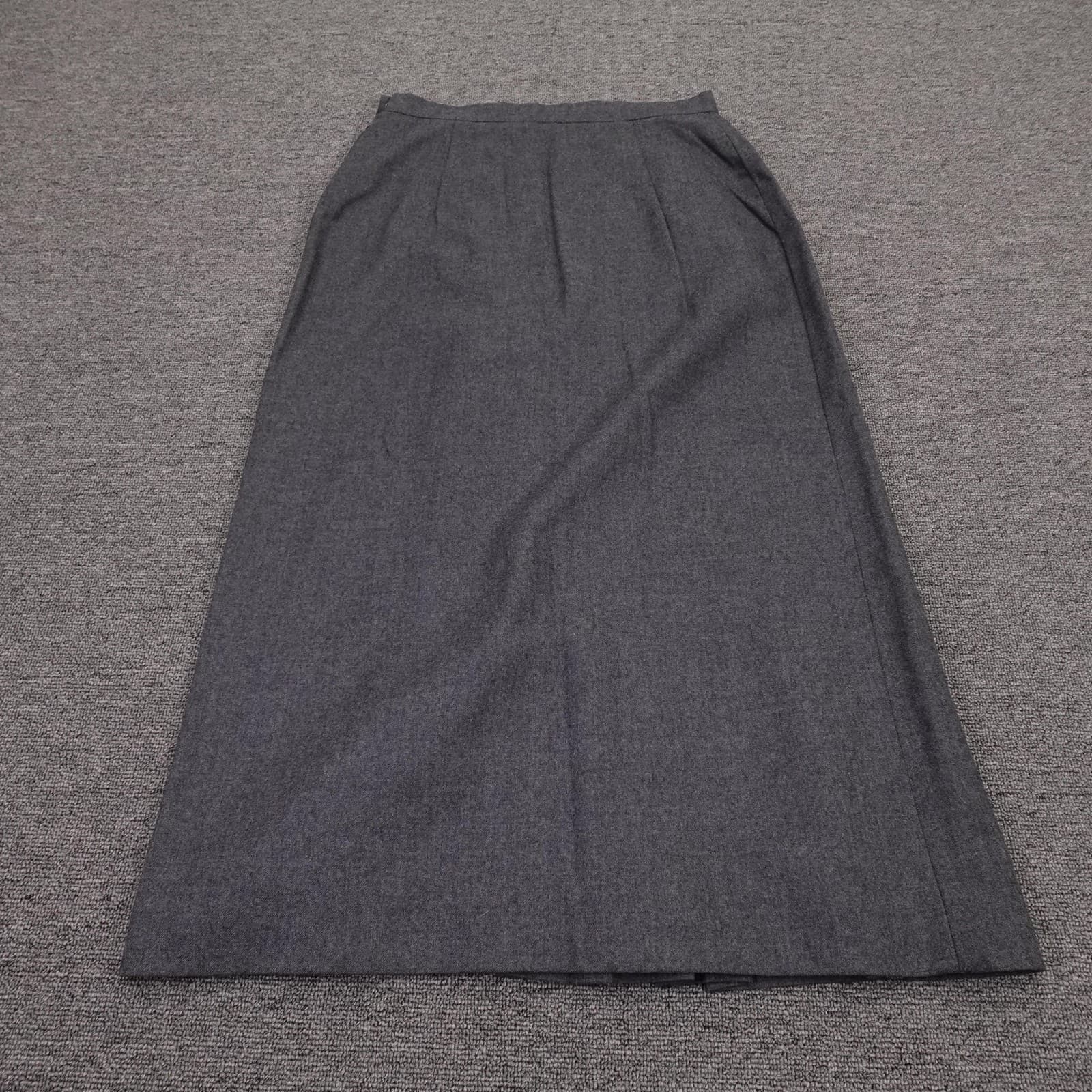 Vintage Christian Dior Skirt Womens 10 Gray Wool Pleated Twill Maxi Lined - Thumbnail 3