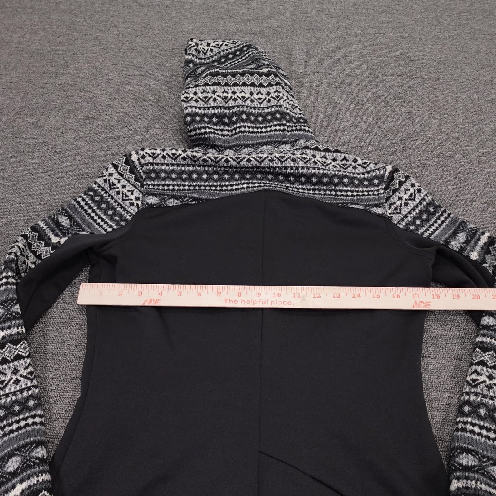 Athleta Sweater Dress Womens Small Black Fair Isle Hooded Fleece 1/4 Zip - Thumbnail 4