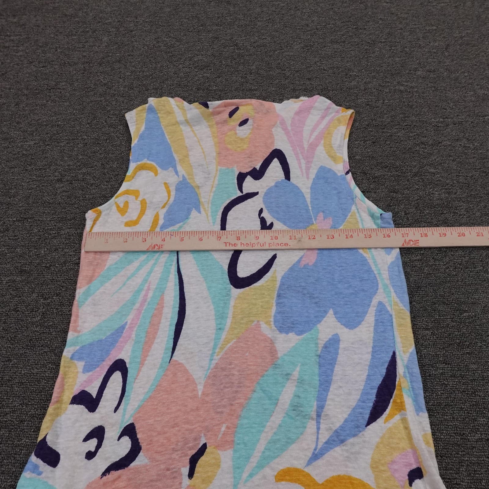 Rachel Zoe Tank Top Womens Medium Floral Pastel 100% Linen Scoop Neck Sleeveless - Thumbnail 3