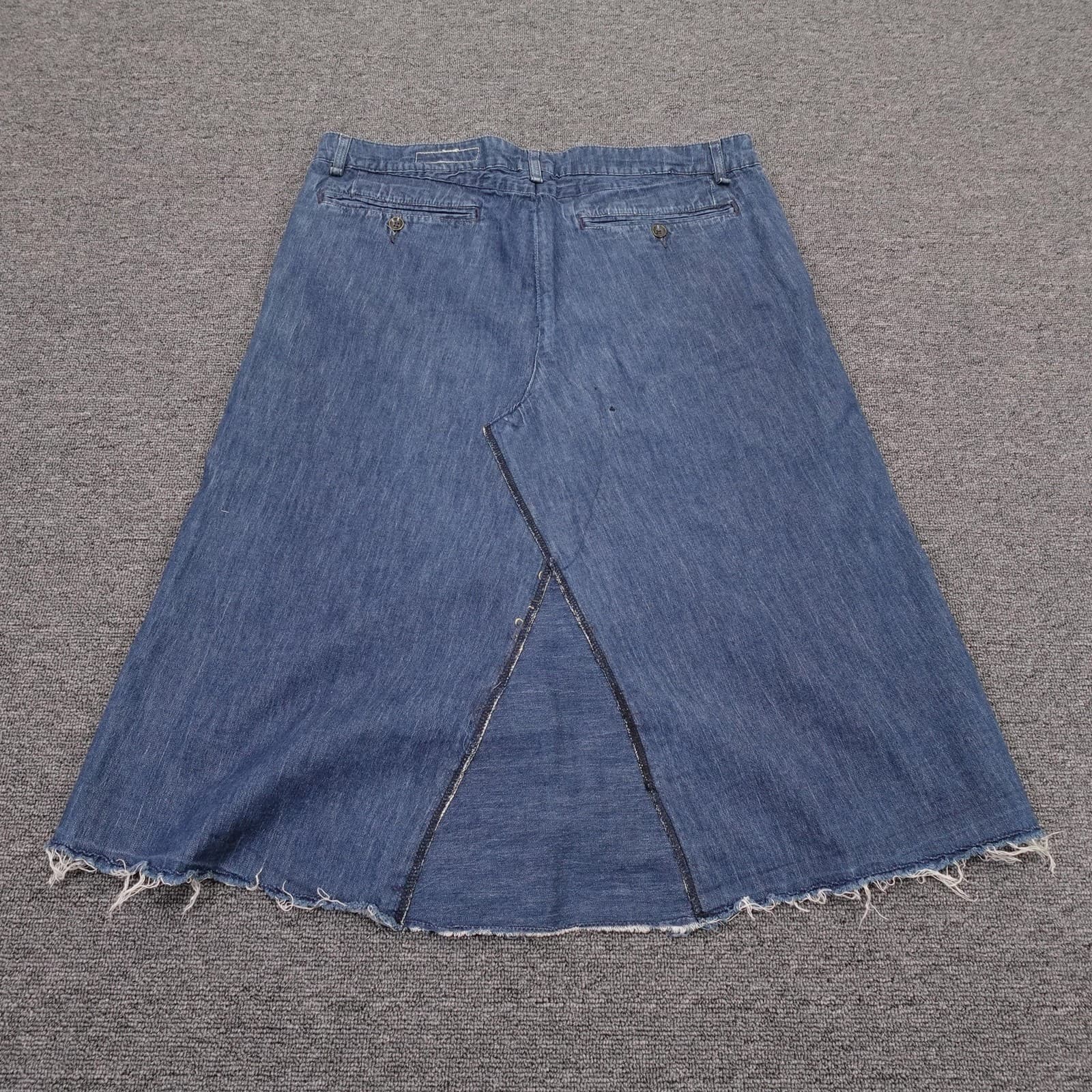 Rag & Bone Skirt Womens 34 Blue Denim A-Line Midi Raw Frayed Hem Handmade USA - Thumbnail 3