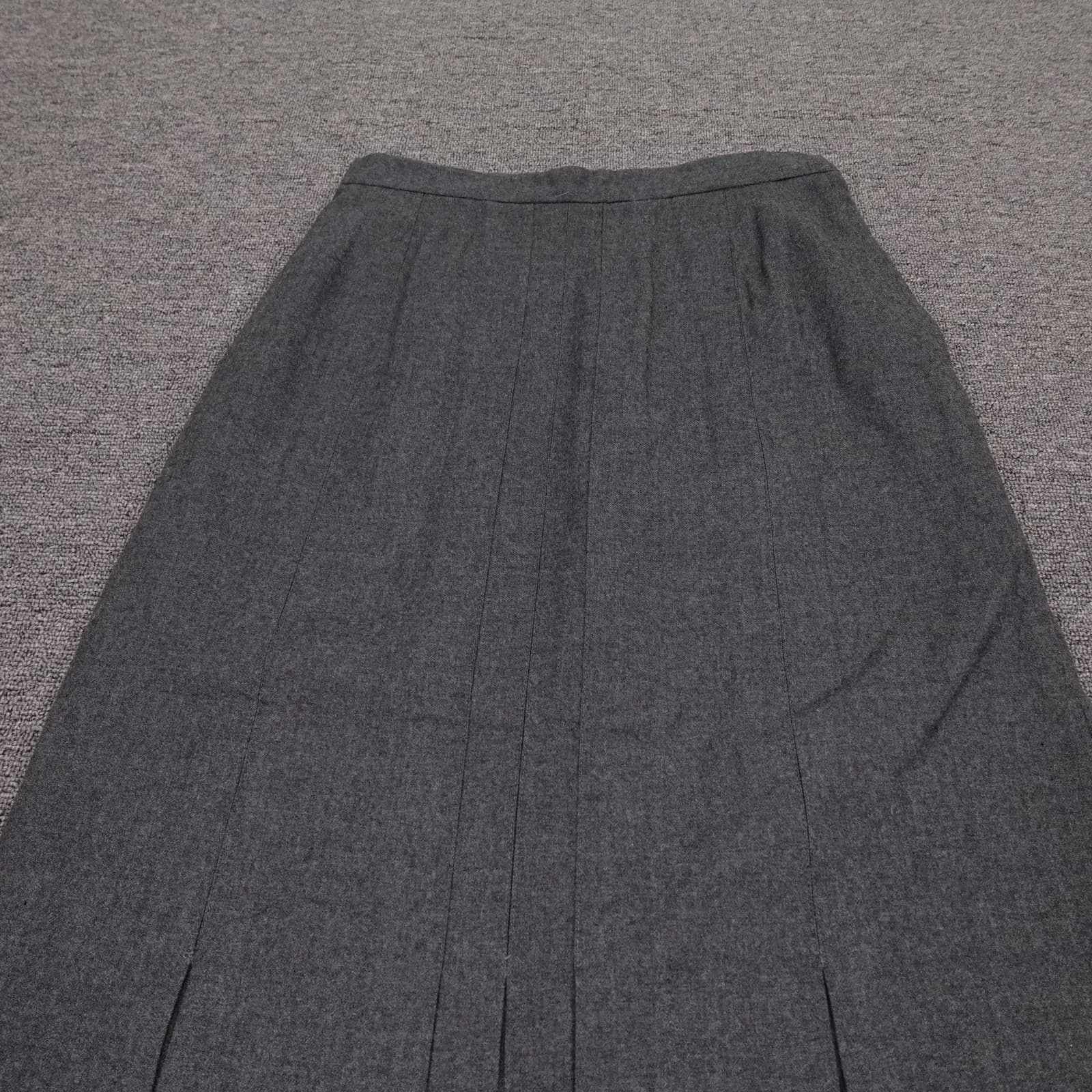 Vintage Christian Dior Skirt Womens 10 Gray Wool Pleated Twill Maxi Lined - Thumbnail 2