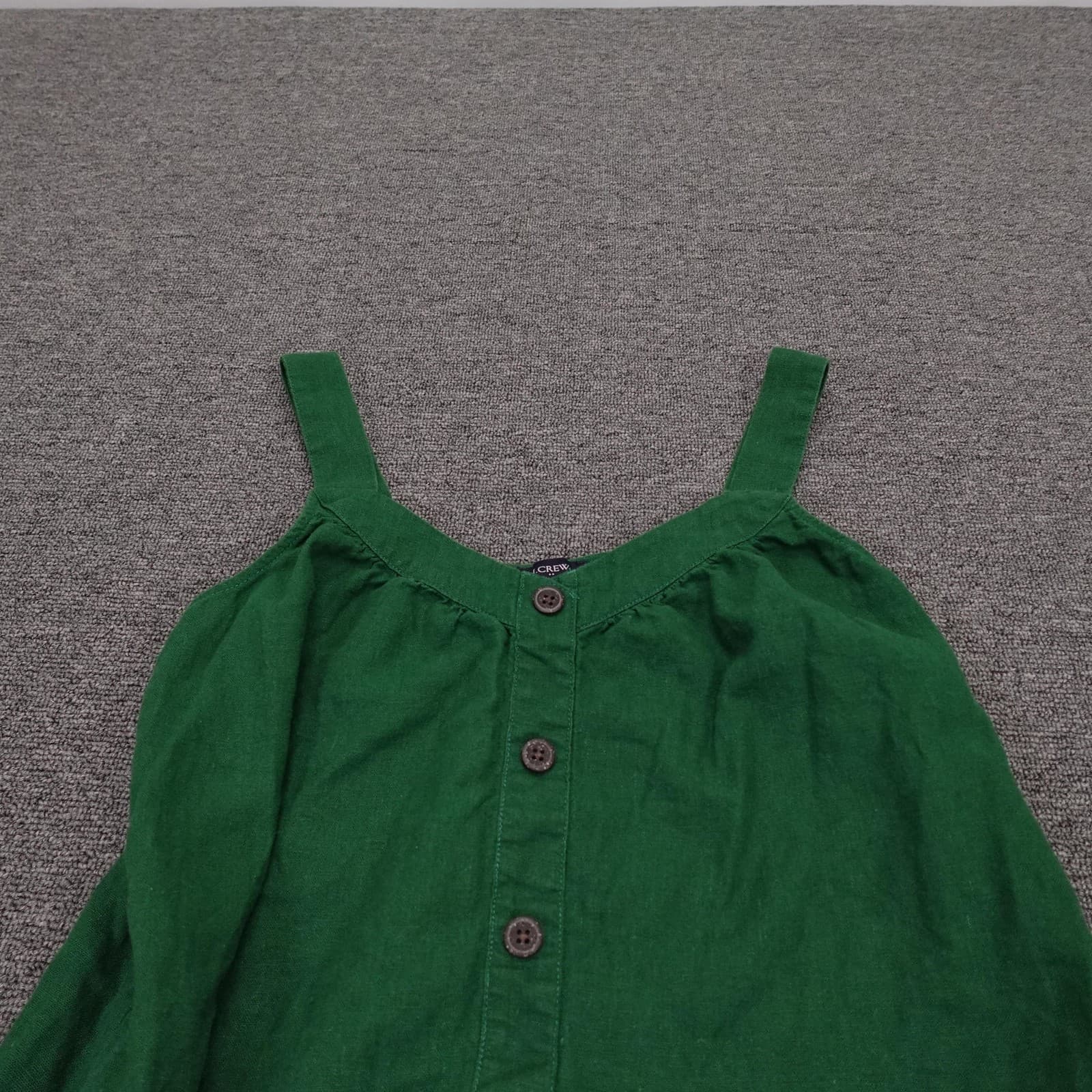 J.Crew Dress Womens 0 Green Linen Button Front Strappy Sundress Casual Summer - Thumbnail 2