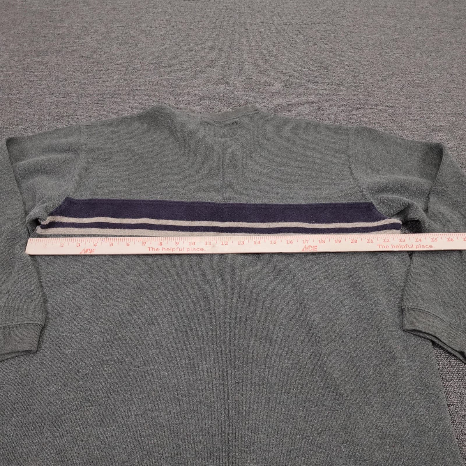 Vintage Abercrombie & Fitch Sweater Mens Medium Gray Stripe Crewneck Cotton Y2K - Thumbnail 4
