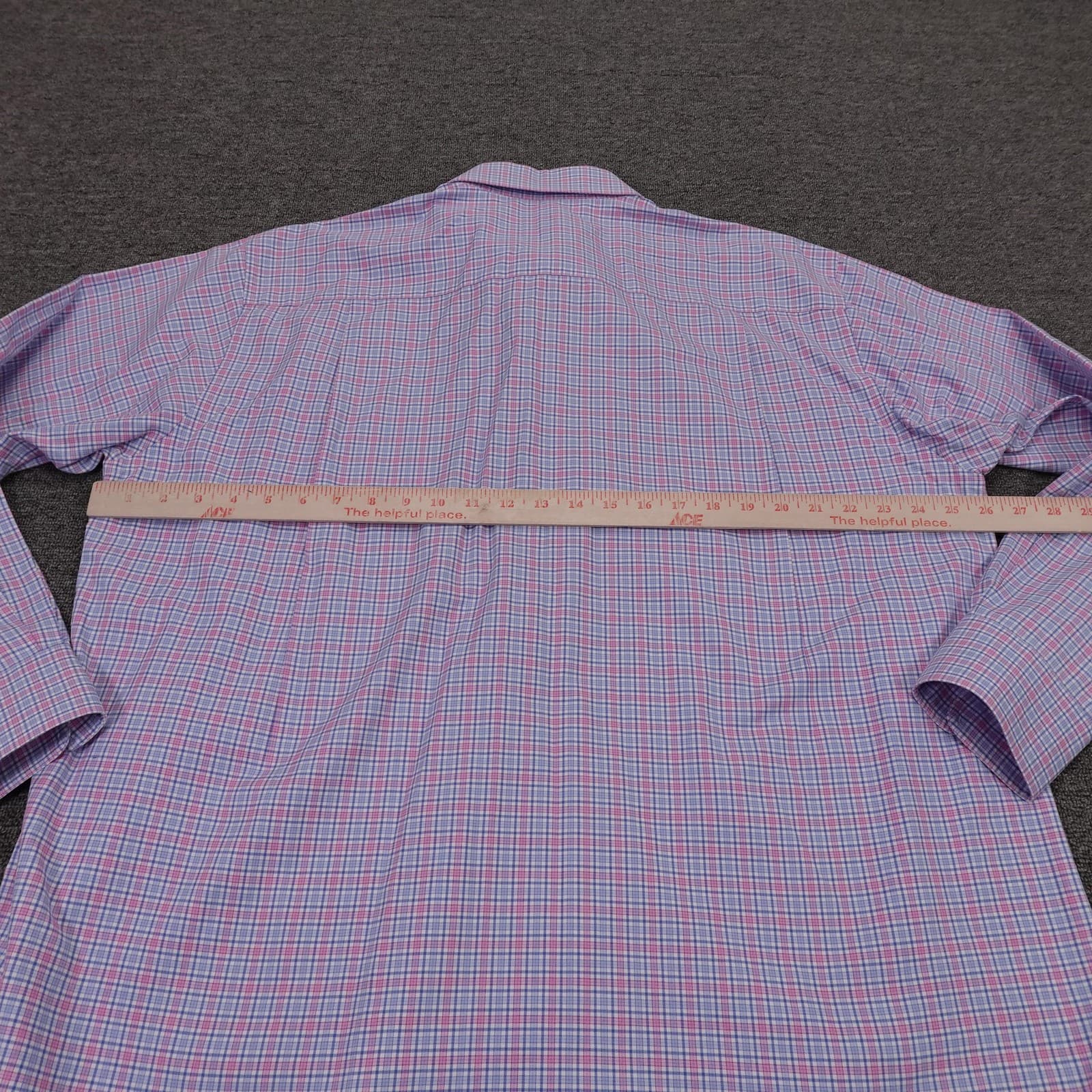 David Donahue Shirt Mens 17.5 34/35 Pink Blue Check Classic Cotton Dress - Thumbnail 5