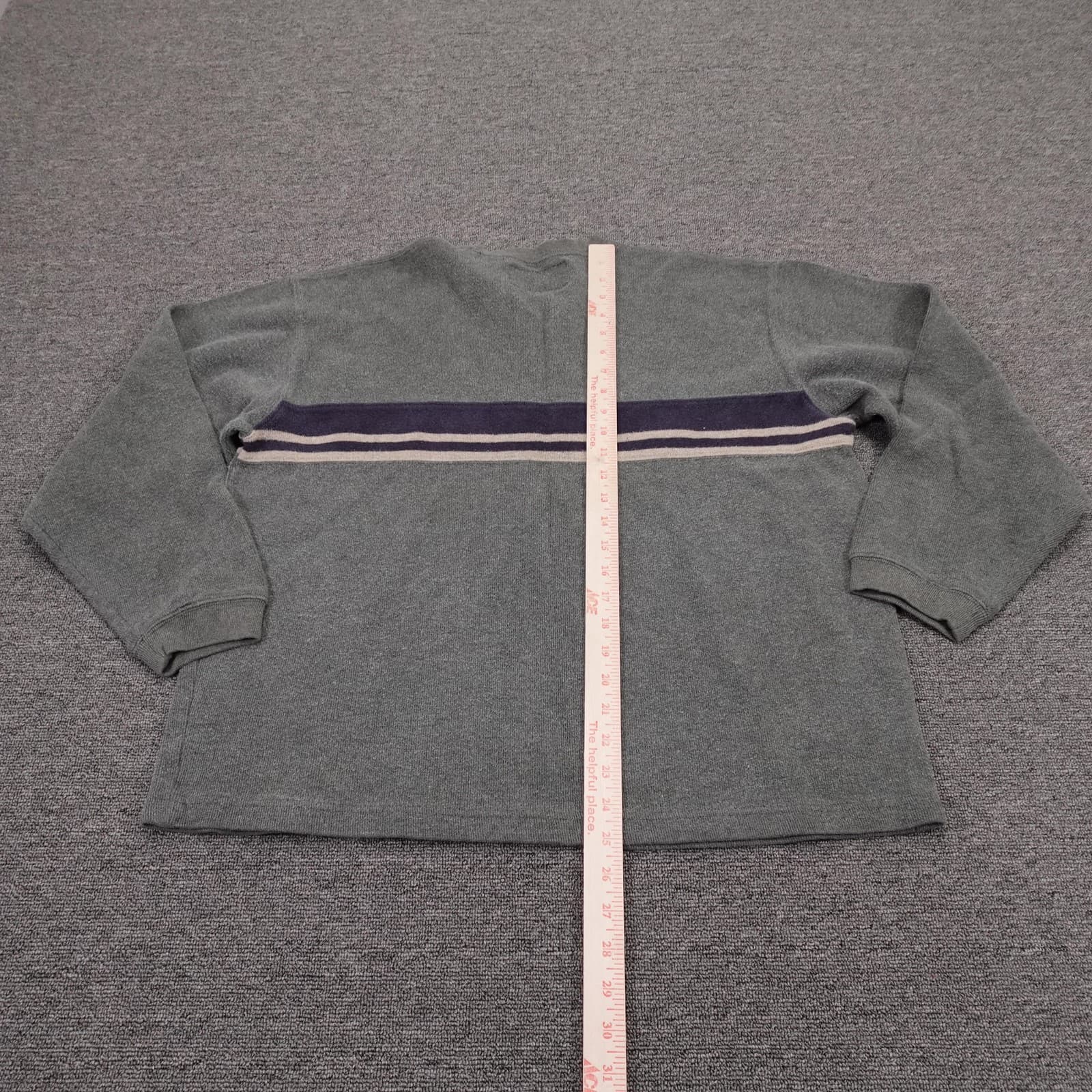 Vintage Abercrombie & Fitch Sweater Mens Medium Gray Stripe Crewneck Cotton Y2K - Thumbnail 5