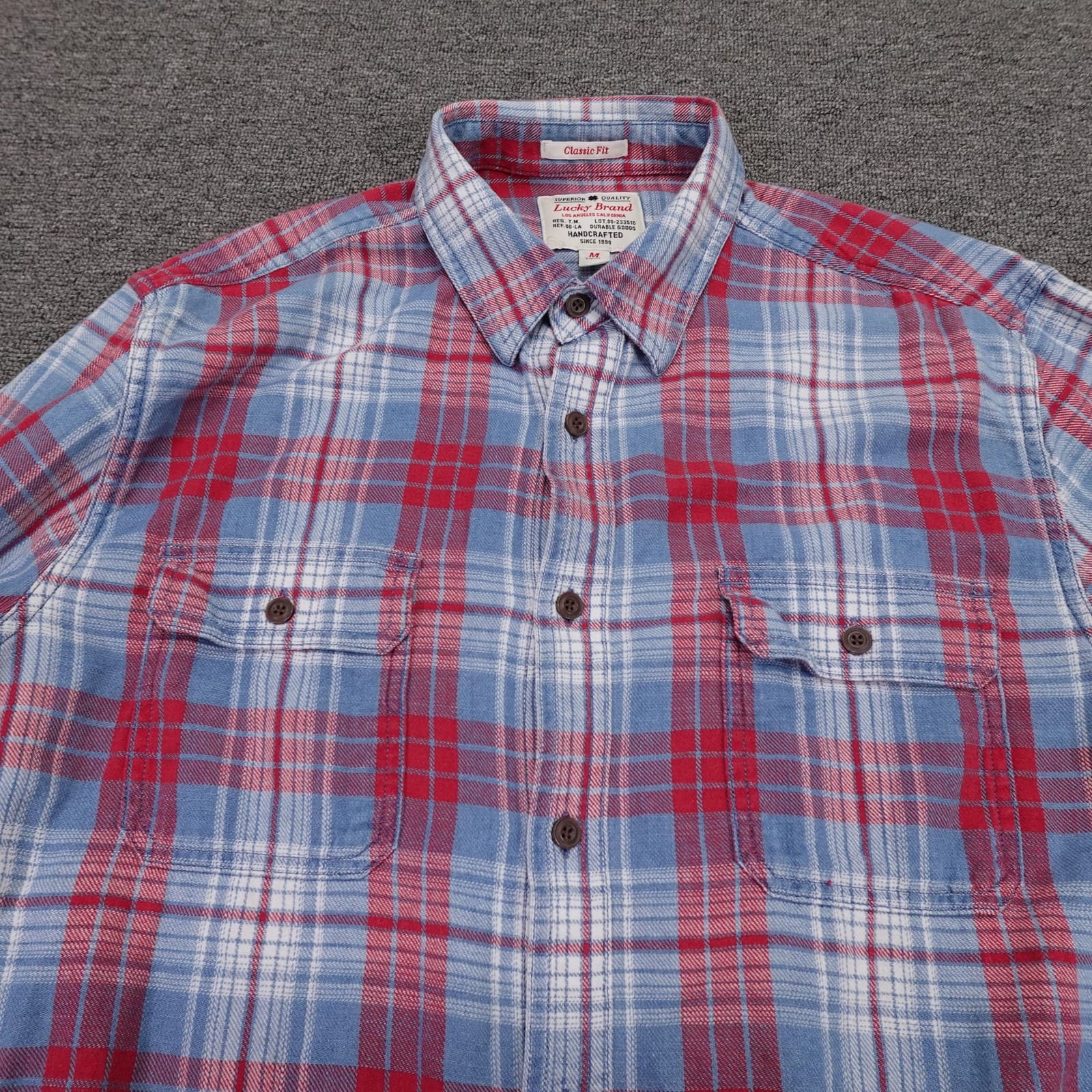 Lucky Brand Shirt Mens Medium Red Plaid Flannel Long Sleeve Button Up Casual - Thumbnail 2