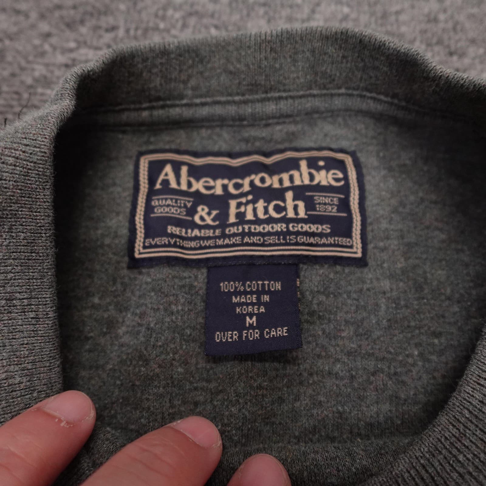 Vintage Abercrombie & Fitch Sweater Mens Medium Gray Stripe Crewneck Cotton Y2K - Thumbnail 3