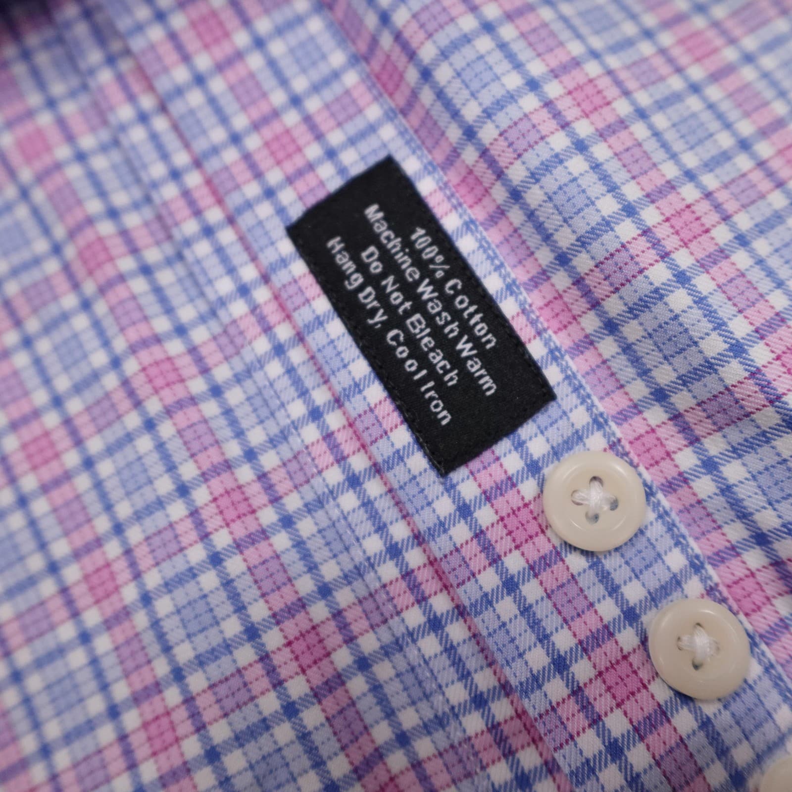 David Donahue Shirt Mens 17.5 34/35 Pink Blue Check Classic Cotton Dress - Thumbnail 7