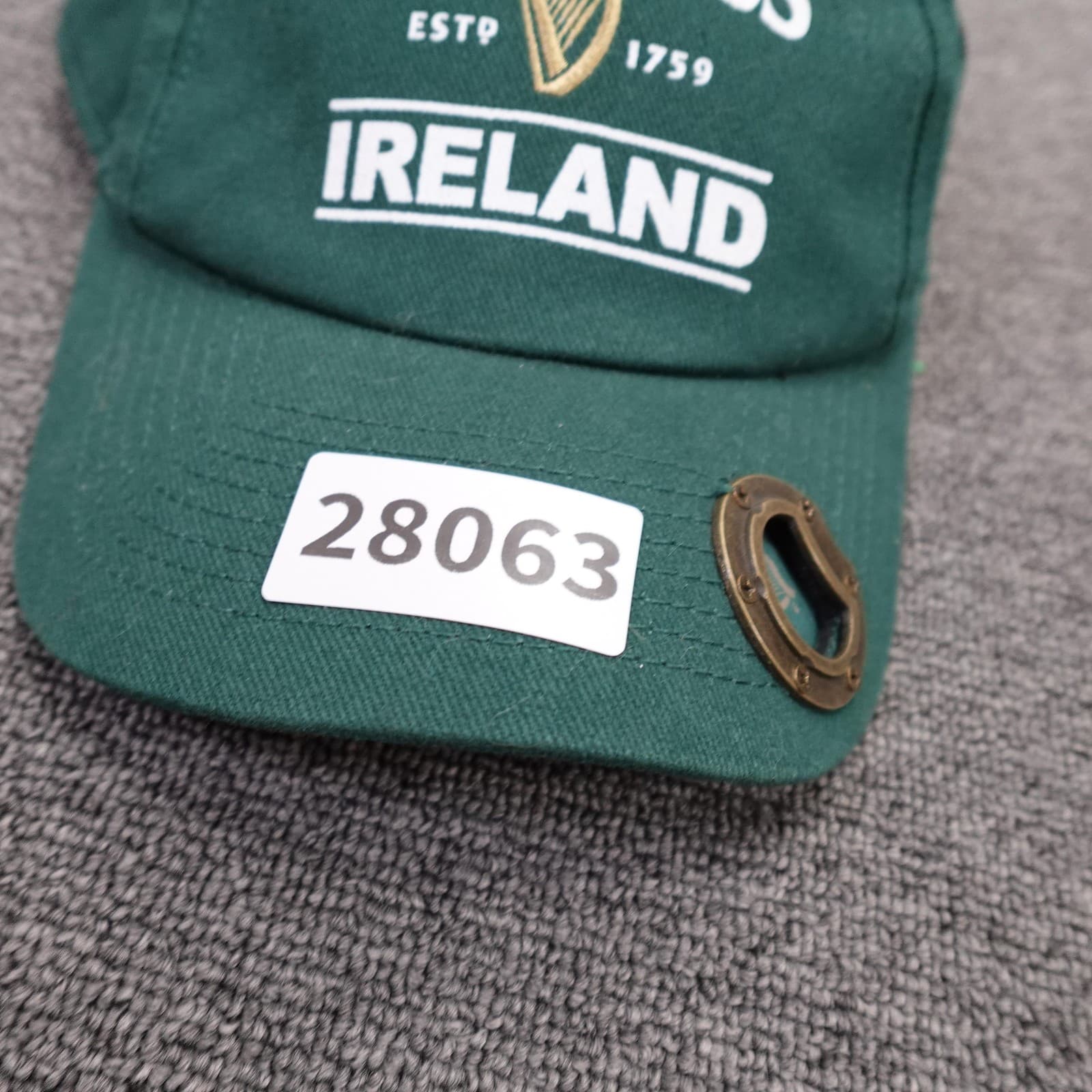Guinness Hat Cap Strap Back Mens 7 3/8 Green Twill Baseball Ireland Beer Opener - Thumbnail 9