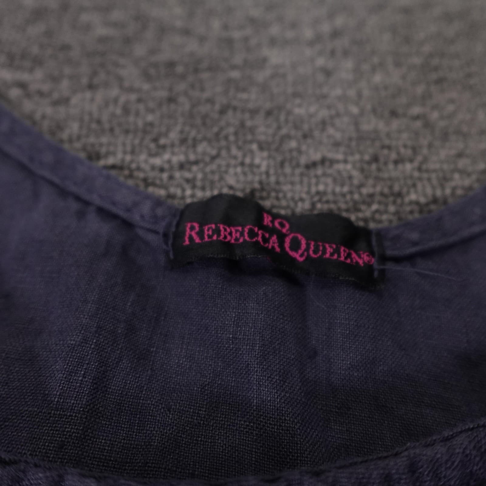 Rebecca Queen Dress Womens Small Purple Linen Sleeveless Midi Pockets Bow Detail - Thumbnail 3