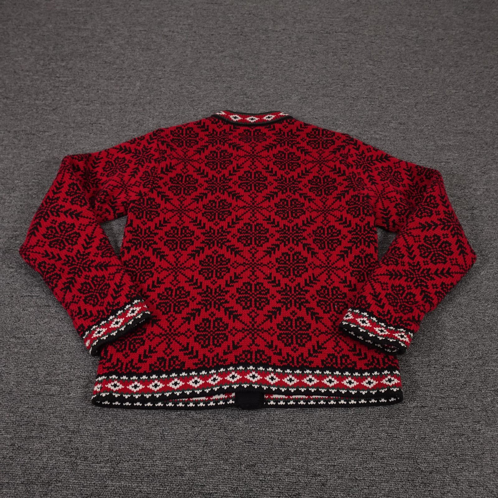 Vintage LL Bean Sweater Cardigan Womens XS Red Fair Isle Cotton Button Knit - Thumbnail 7