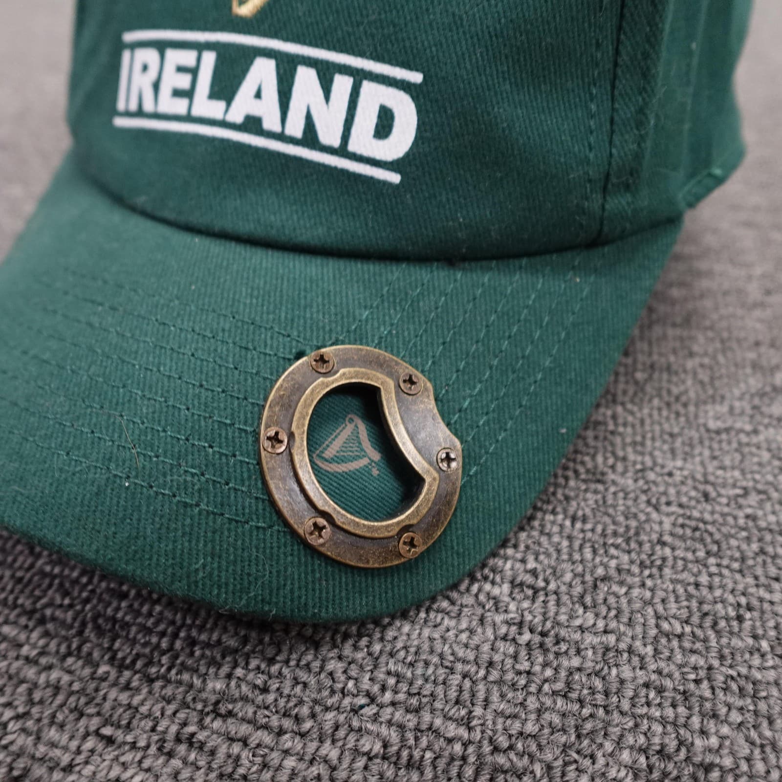 Guinness Hat Cap Strap Back Mens 7 3/8 Green Twill Baseball Ireland Beer Opener - Thumbnail 3