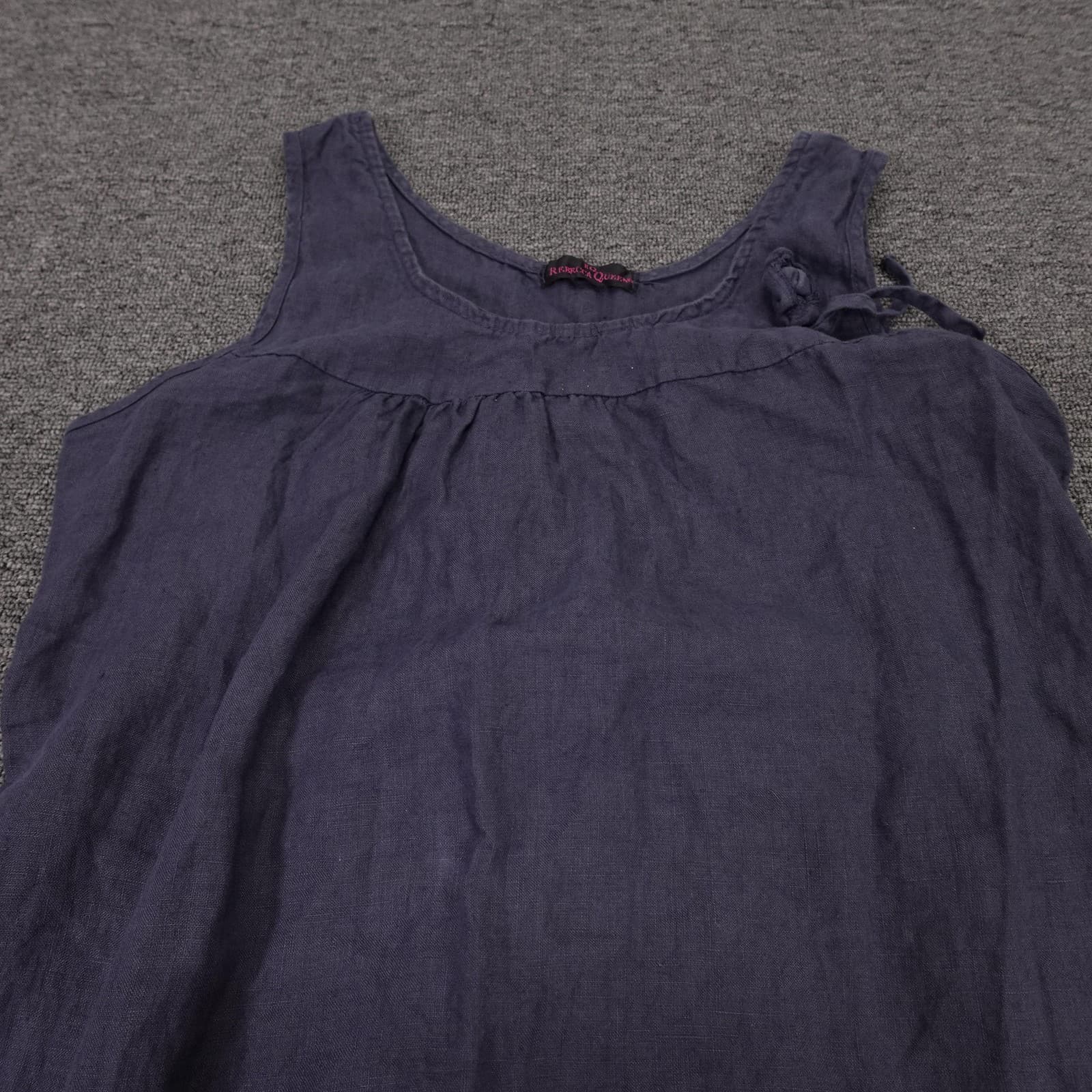 Rebecca Queen Dress Womens Small Purple Linen Sleeveless Midi Pockets Bow Detail - Thumbnail 2