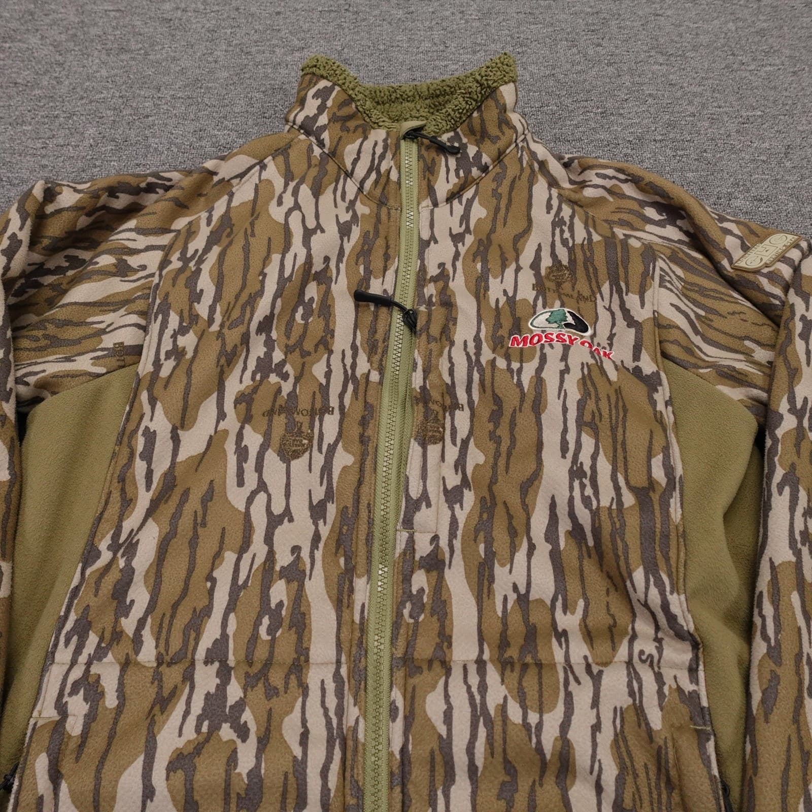 CHG Elite Jacket Mens Medium Brown Camo Fleece Full Zip Mossy Oak Bottomland - Thumbnail 2