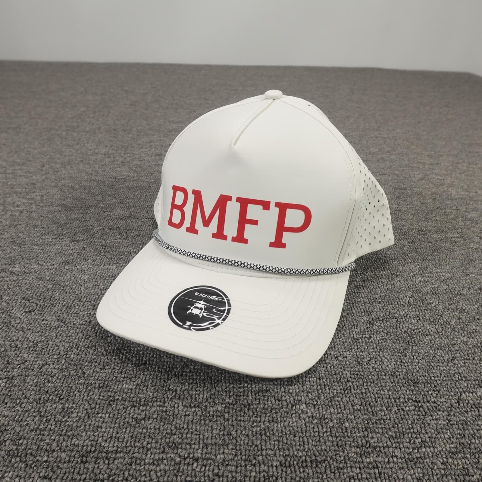 Blackhawk BMFP Hat Cap Snap Back Mens One Size White Perforated Rope Trucker