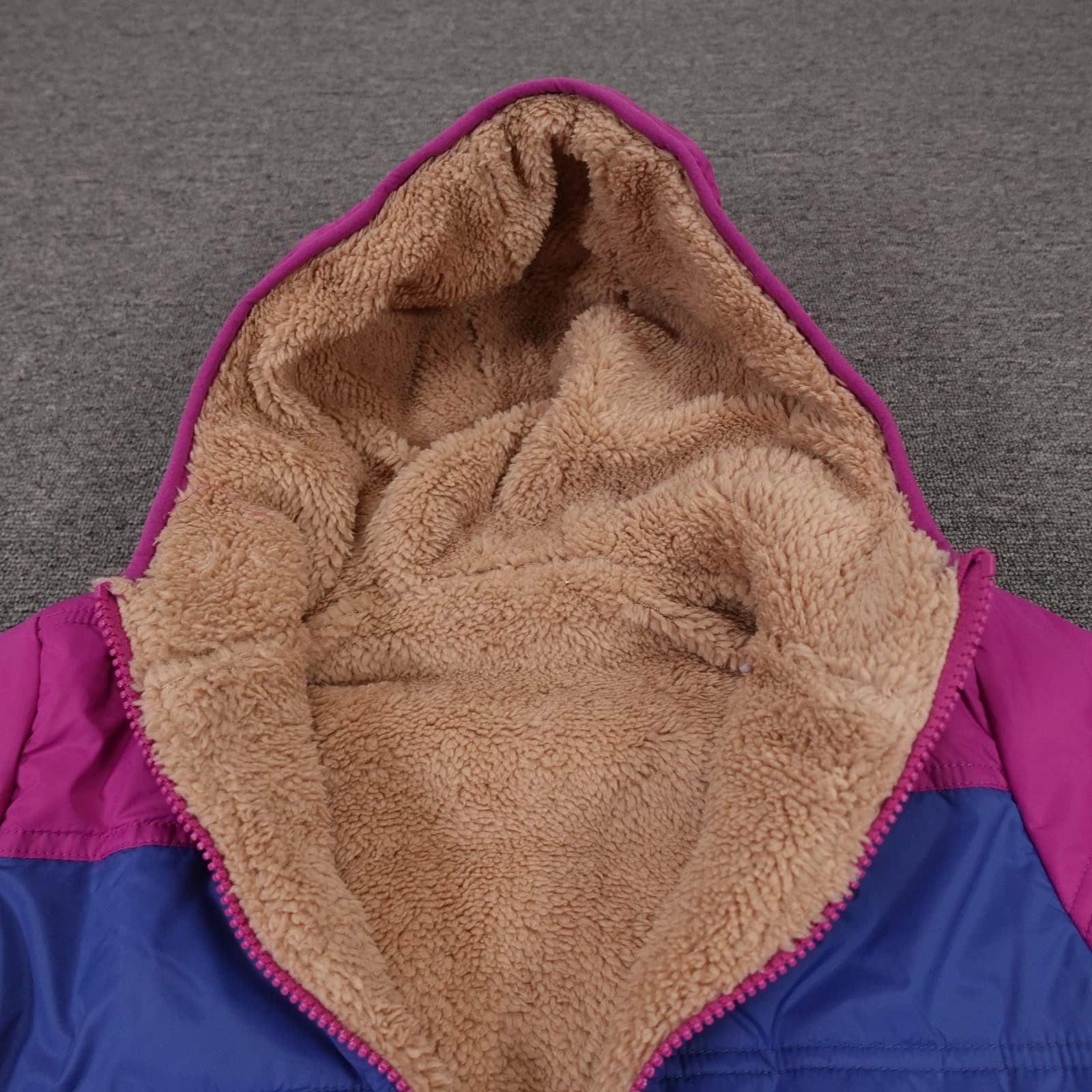 Eddie Bauer Jacket Youth Medium 10-12 Pink Blue Reversible Hooded Puffer Winter - Thumbnail 4
