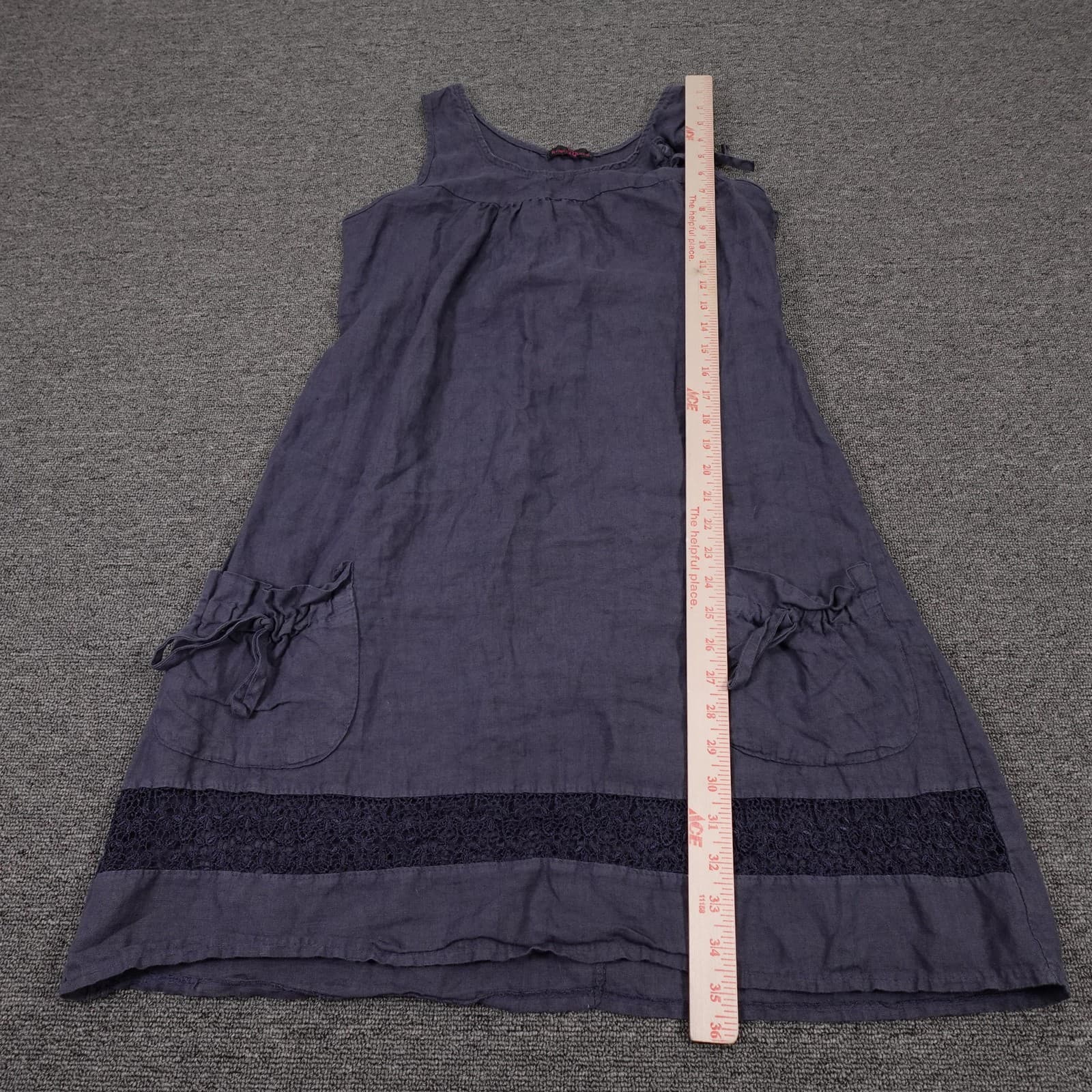 Rebecca Queen Dress Womens Small Purple Linen Sleeveless Midi Pockets Bow Detail - Thumbnail 5