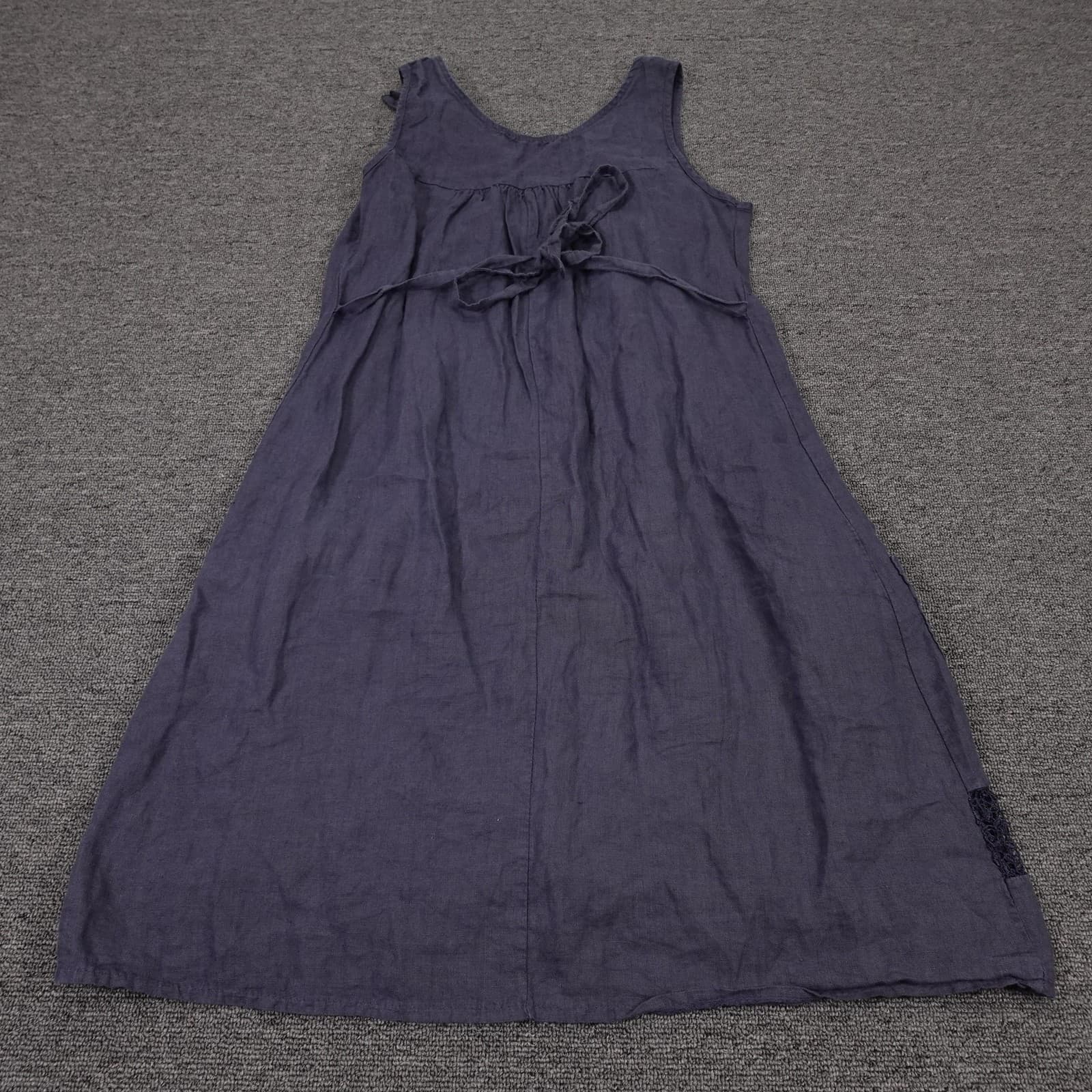 Rebecca Queen Dress Womens Small Purple Linen Sleeveless Midi Pockets Bow Detail - Thumbnail 7