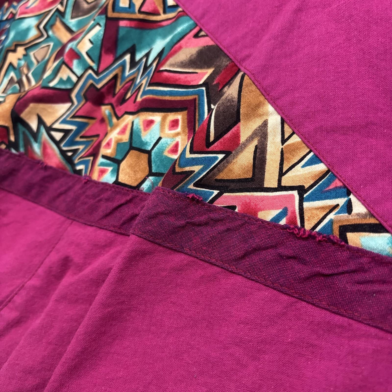 Vintage Roper Shirt Mens Large Purple Aztec Western Pullover Made USA 90s - Thumbnail 5
