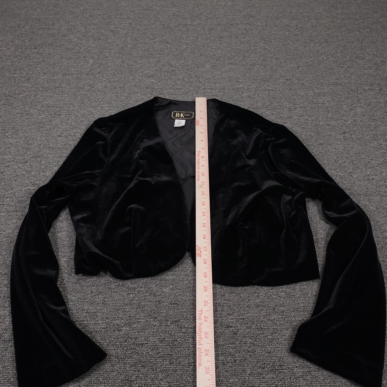 VINTAGE R&K Evening Jacket M Black Velvet Gothic Cocktail Cropped Formal Bolero - Thumbnail 4