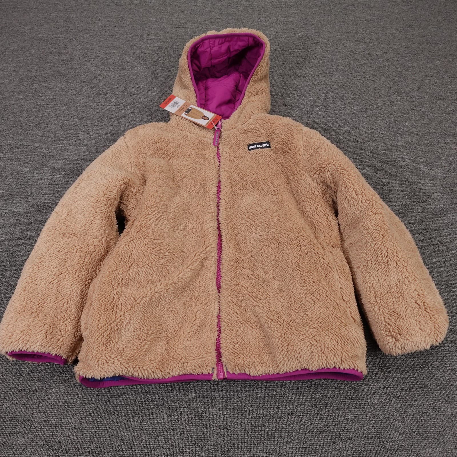 Eddie Bauer Jacket Youth Medium 10-12 Pink Blue Reversible Hooded Puffer Winter - Thumbnail 5