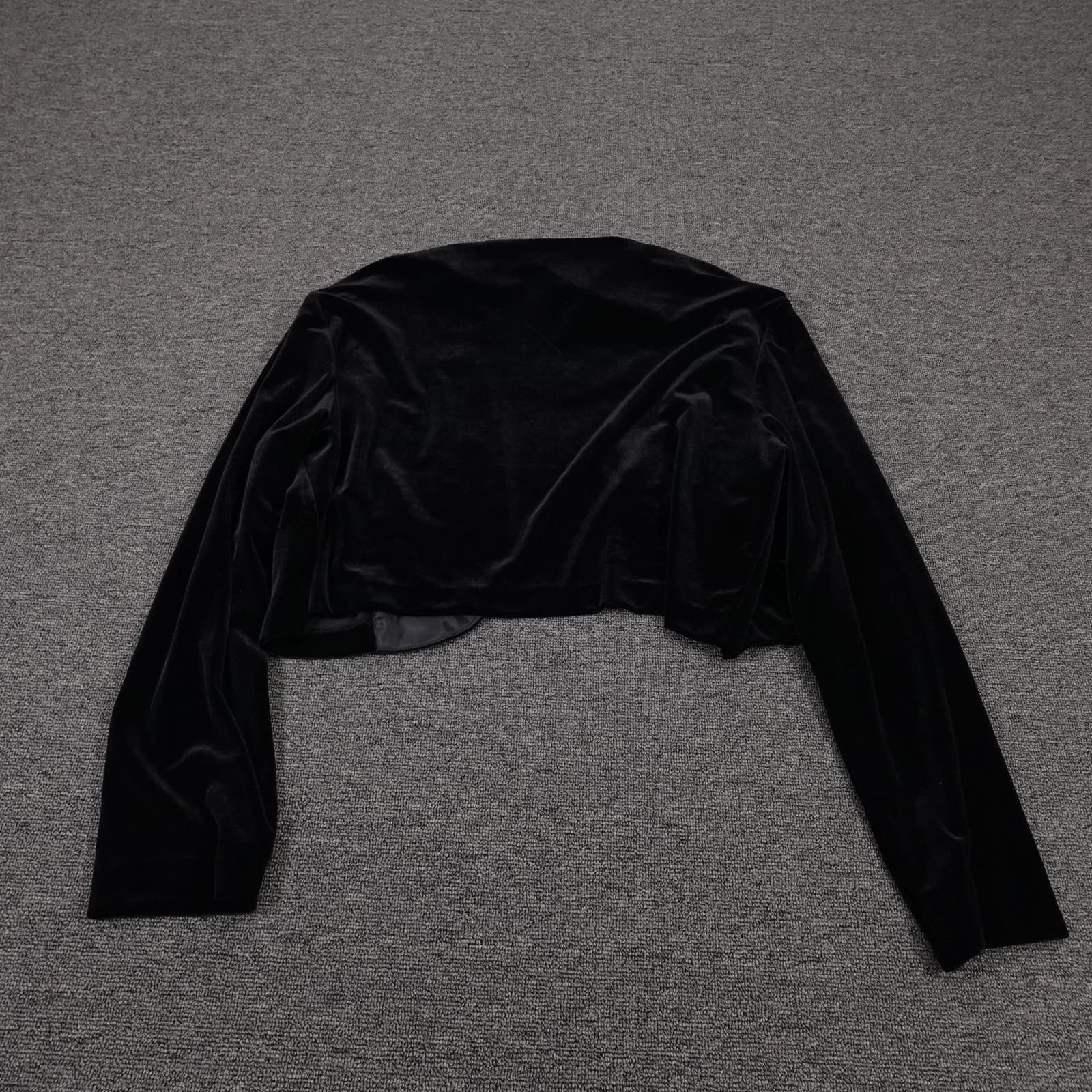VINTAGE R&K Evening Jacket M Black Velvet Gothic Cocktail Cropped Formal Bolero - Thumbnail 5