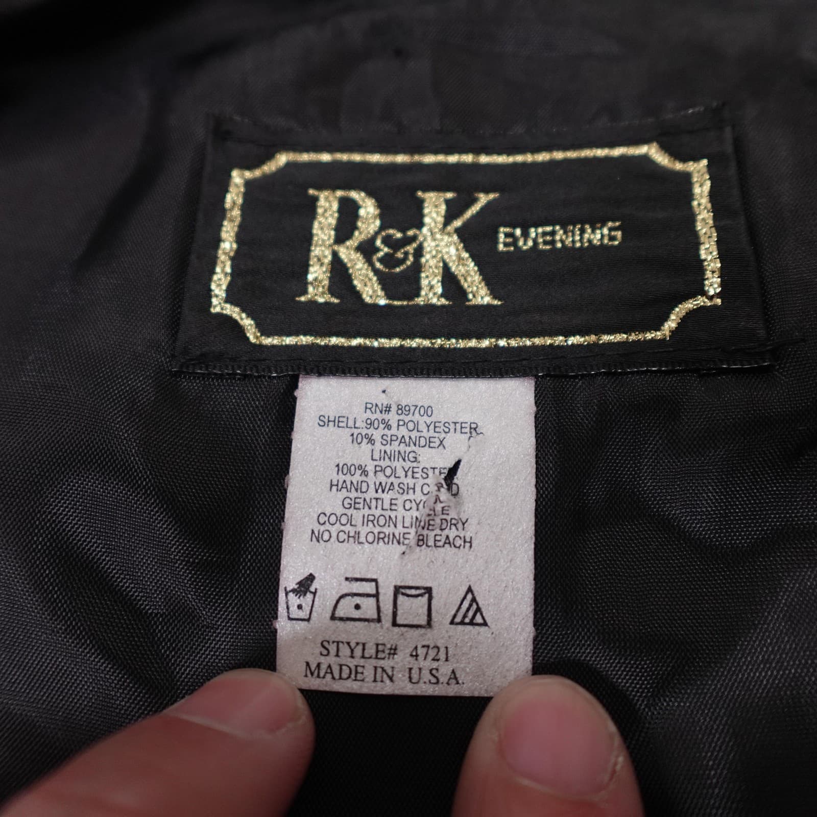 VINTAGE R&K Evening Jacket M Black Velvet Gothic Cocktail Cropped Formal Bolero - Thumbnail 2