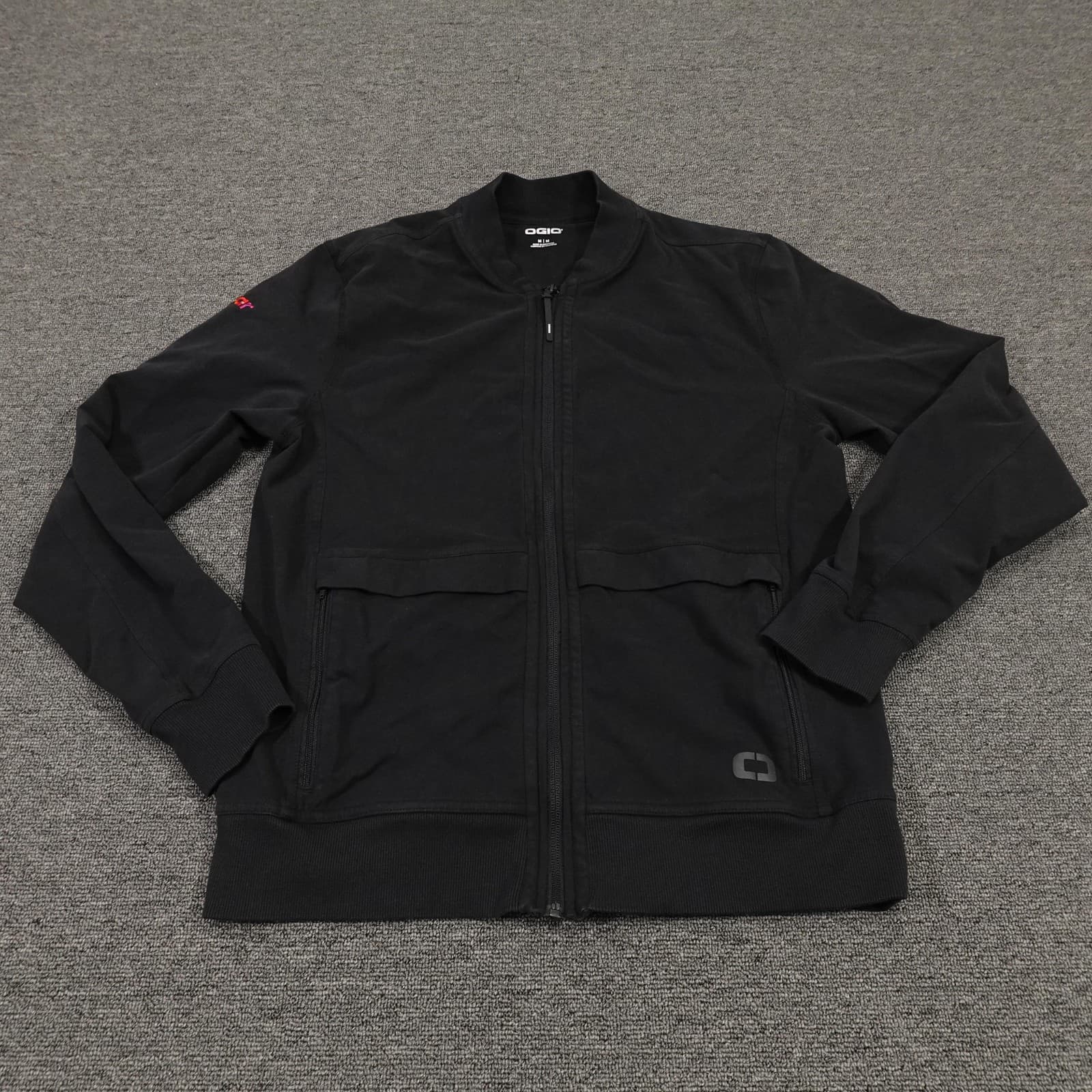 Ogio Jacket Mens Medium Black Full Zip Bomber TrueCar Logo Cotton Stretch