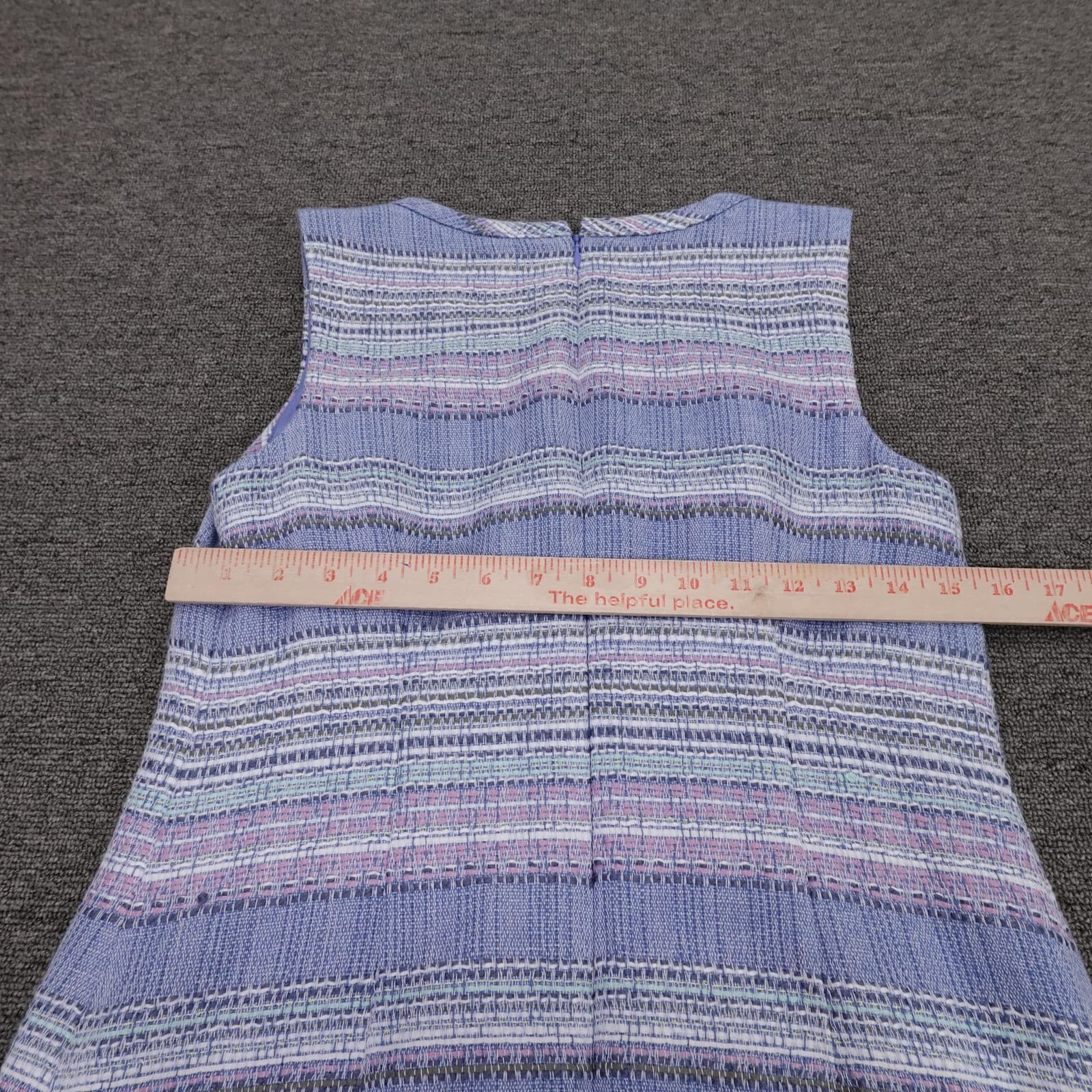 Talbots Dress Womens Petite 4P Blue Tweed Striped Sleeveless Sheath Knee Length - Thumbnail 5