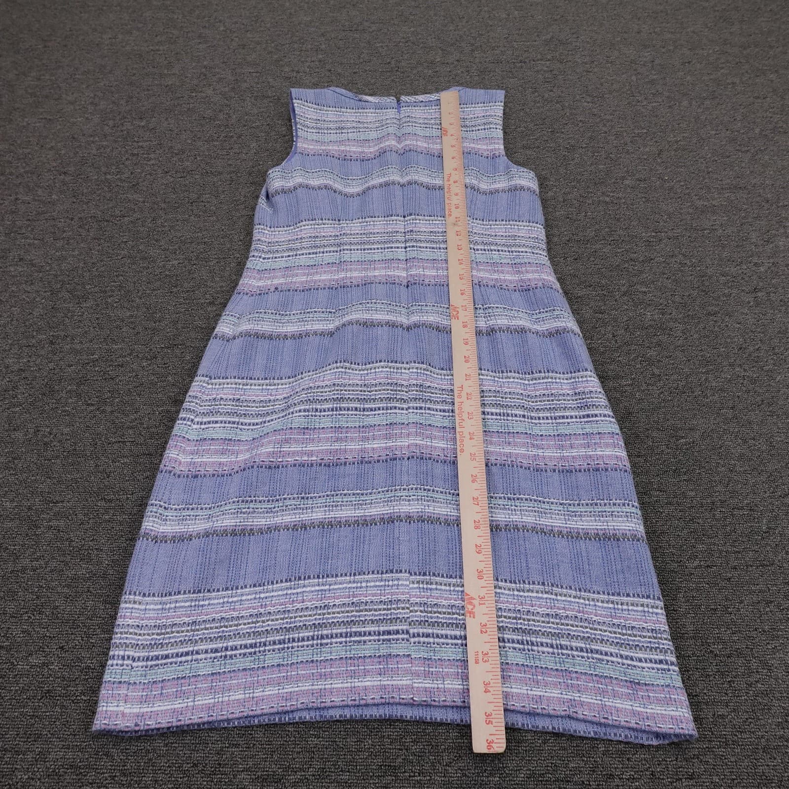 Talbots Dress Womens Petite 4P Blue Tweed Striped Sleeveless Sheath Knee Length - Thumbnail 6