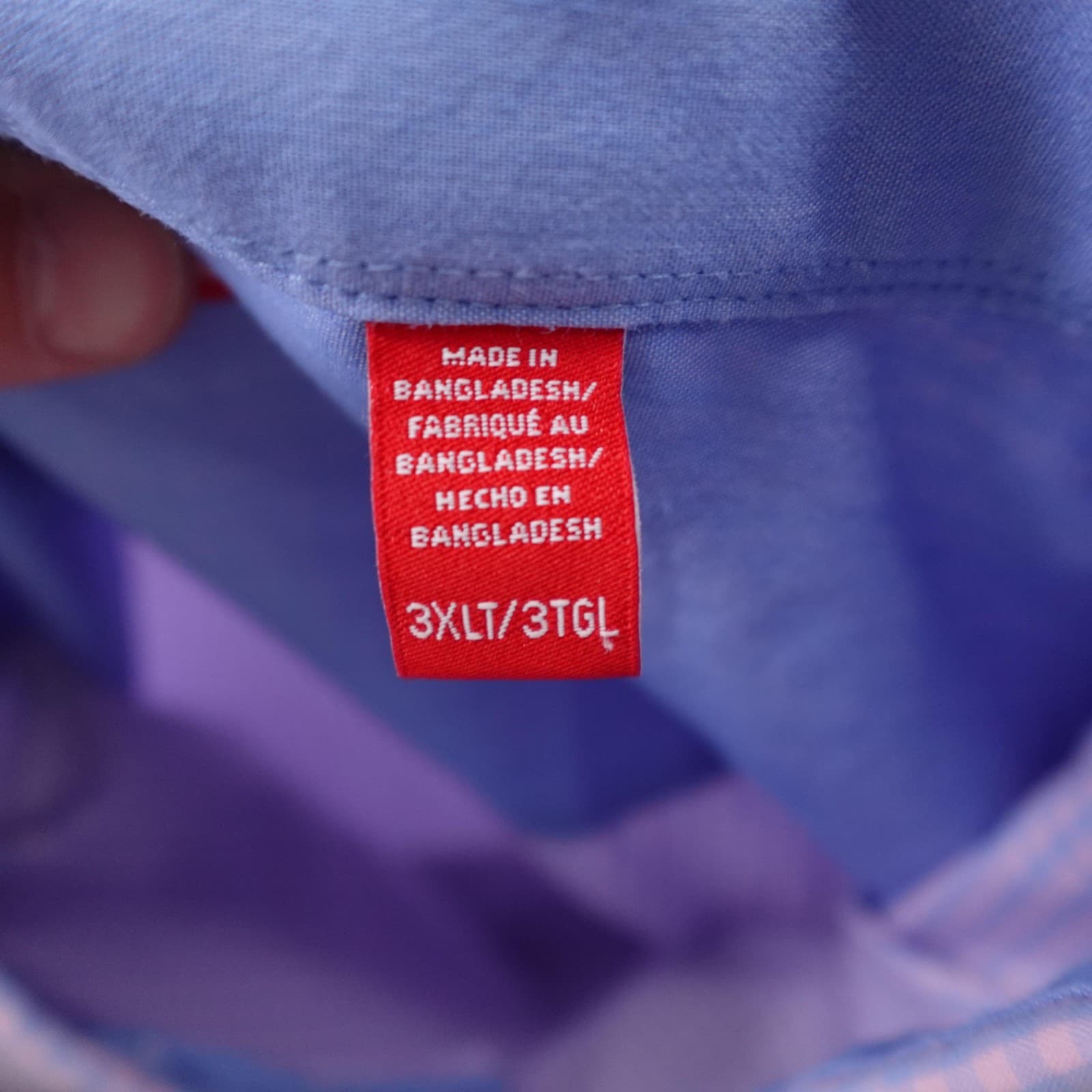 IZOD Shirt Mens 3XLT Purple Check Long Sleeve Button Up Stretch Cotton Casual - Thumbnail 4